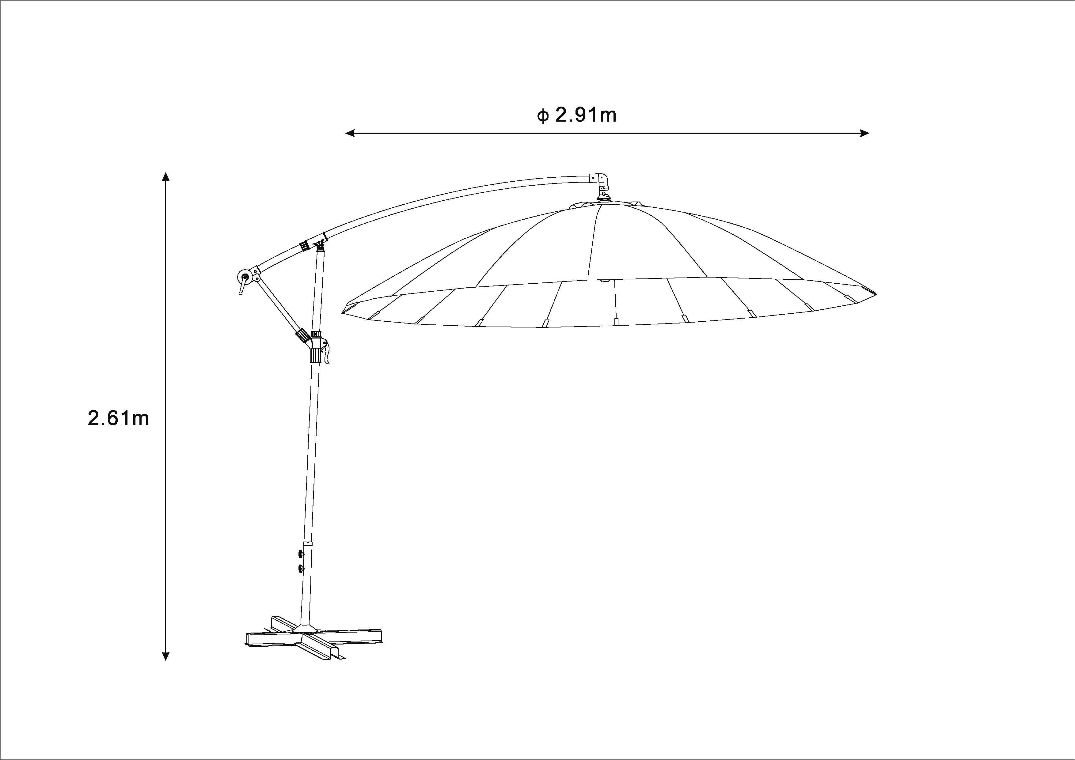 Ecloz - Parasol déporté pagode inclinable rond bleu Ø3m 210g/m² Efe ECLOZ - Imagen 2