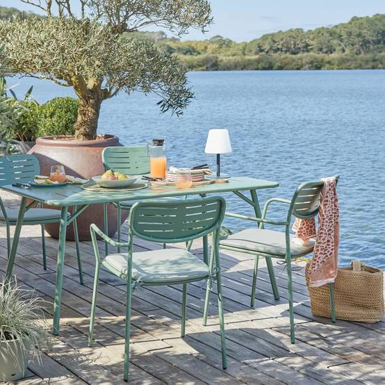 Ecloz - Table de jardin rectangulaire acier verte 4 personnes Eze ECLOZ - Image 6