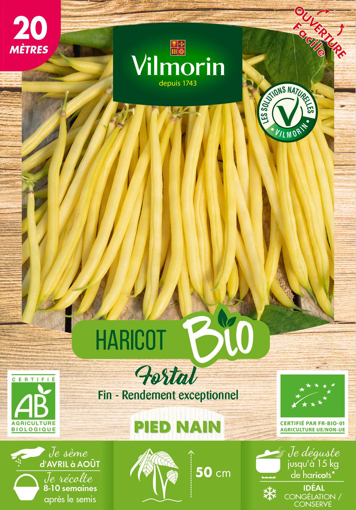 Vilmorin - Haricot Fortal Bio serie 20M boîte graines 84 g - Vilmorin