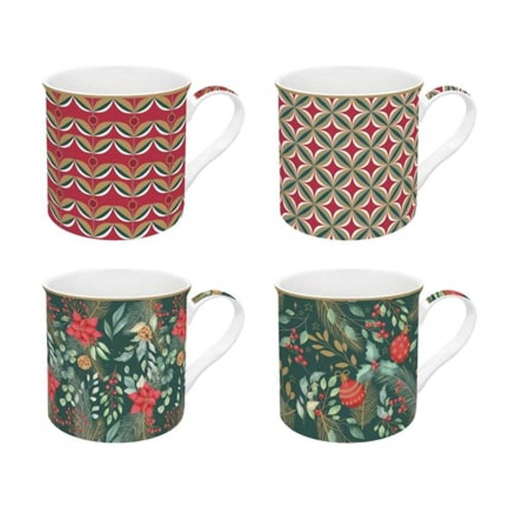 Coffret 4 mugs porcelaine fine 300 ml Christmas Joy - Easylife - Imagen 1