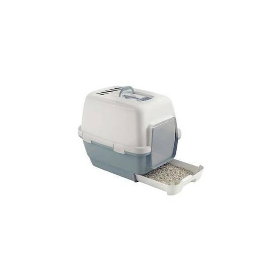 Maison de toilette pour chat plastique bleu/blanc cassé L.44.5 cm H.48 cm P.58.5 cm - Zolux - Image 2
