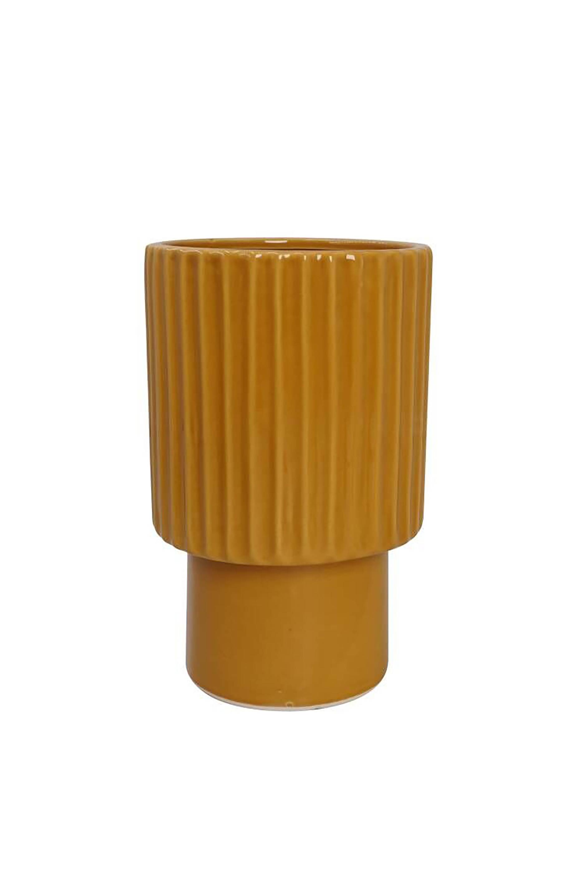 Ecloz - Jarrón ocre estriado H. 22 cm - ECLOZ