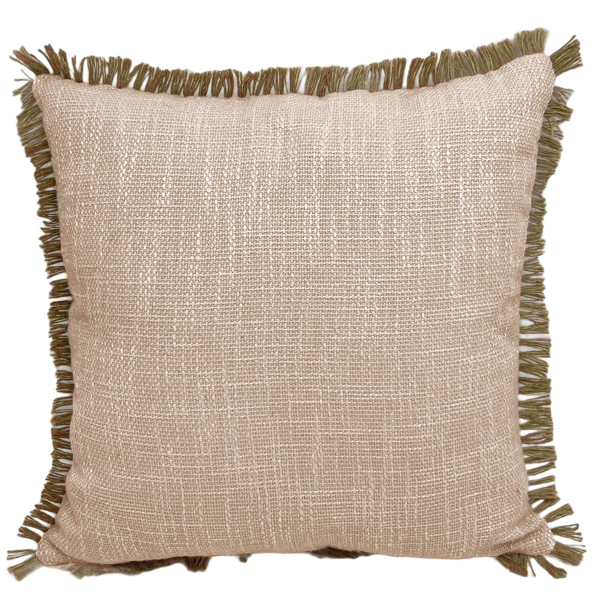 Ecloz - Coussin beige à franges - ECLOZ