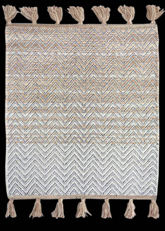 Ecloz - Tapis beige/blanc en coton 80x50 - ECLOZ