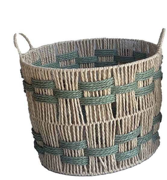 Ecloz - Panier rond tressé vert grand modèle - ECLOZ