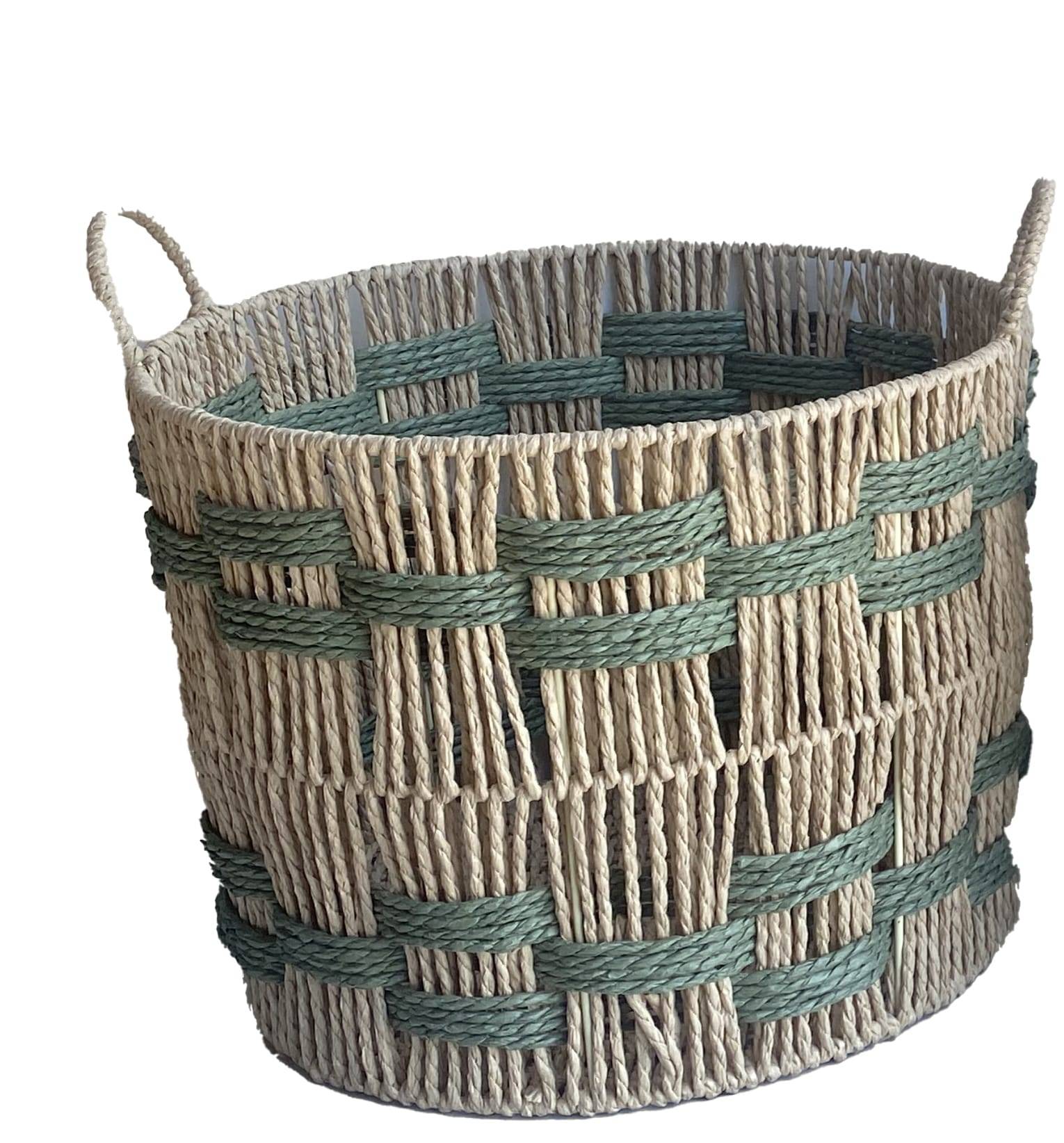 Ecloz - Panier rond tressé vert grand modèle - ECLOZ