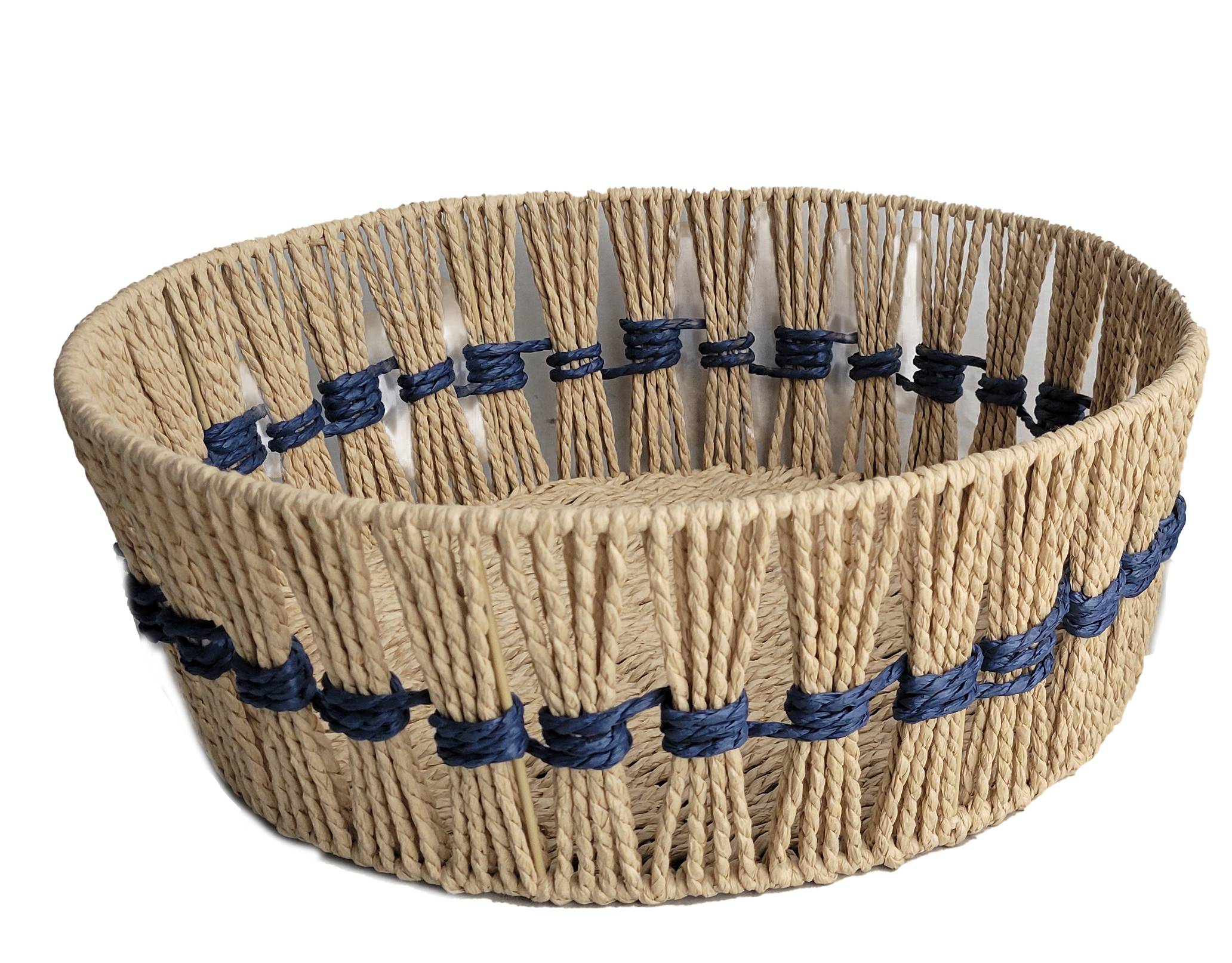 Ecloz - Cesta redonda trenzada azul modelo grande - ECLOZ