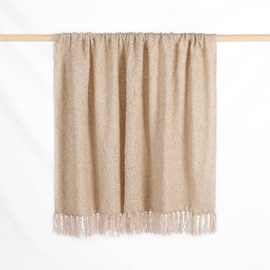 Ecloz - Plaid beige à franges - ECLOZ