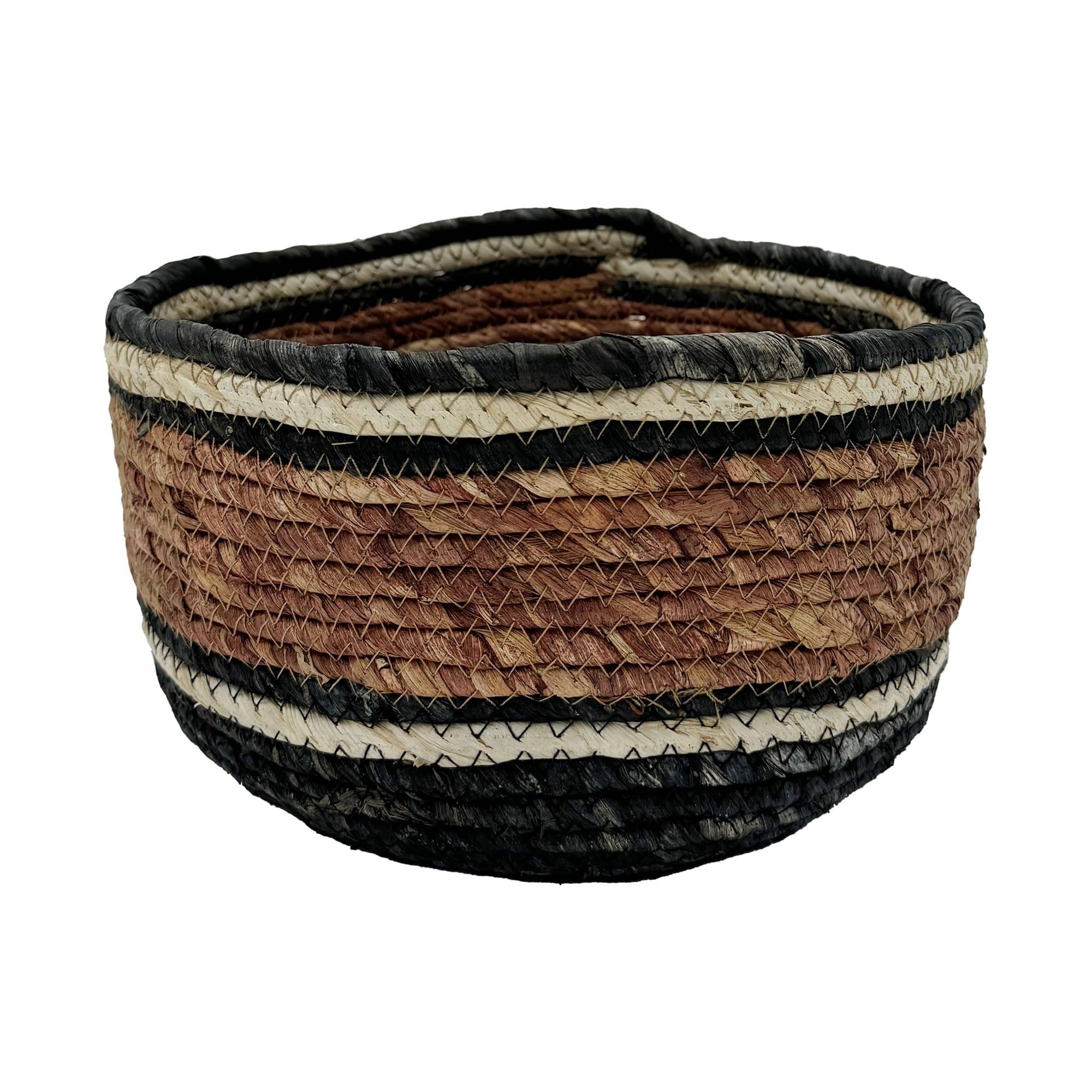 Ecloz - Panier rayé noir terracotta grand modèle - ECLOZ