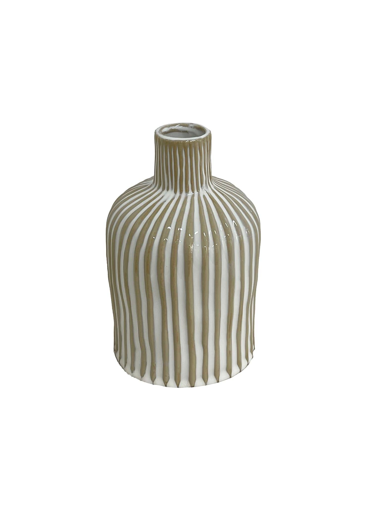 Ecloz - Vase rayé beige H. 19 cm - ECLOZ