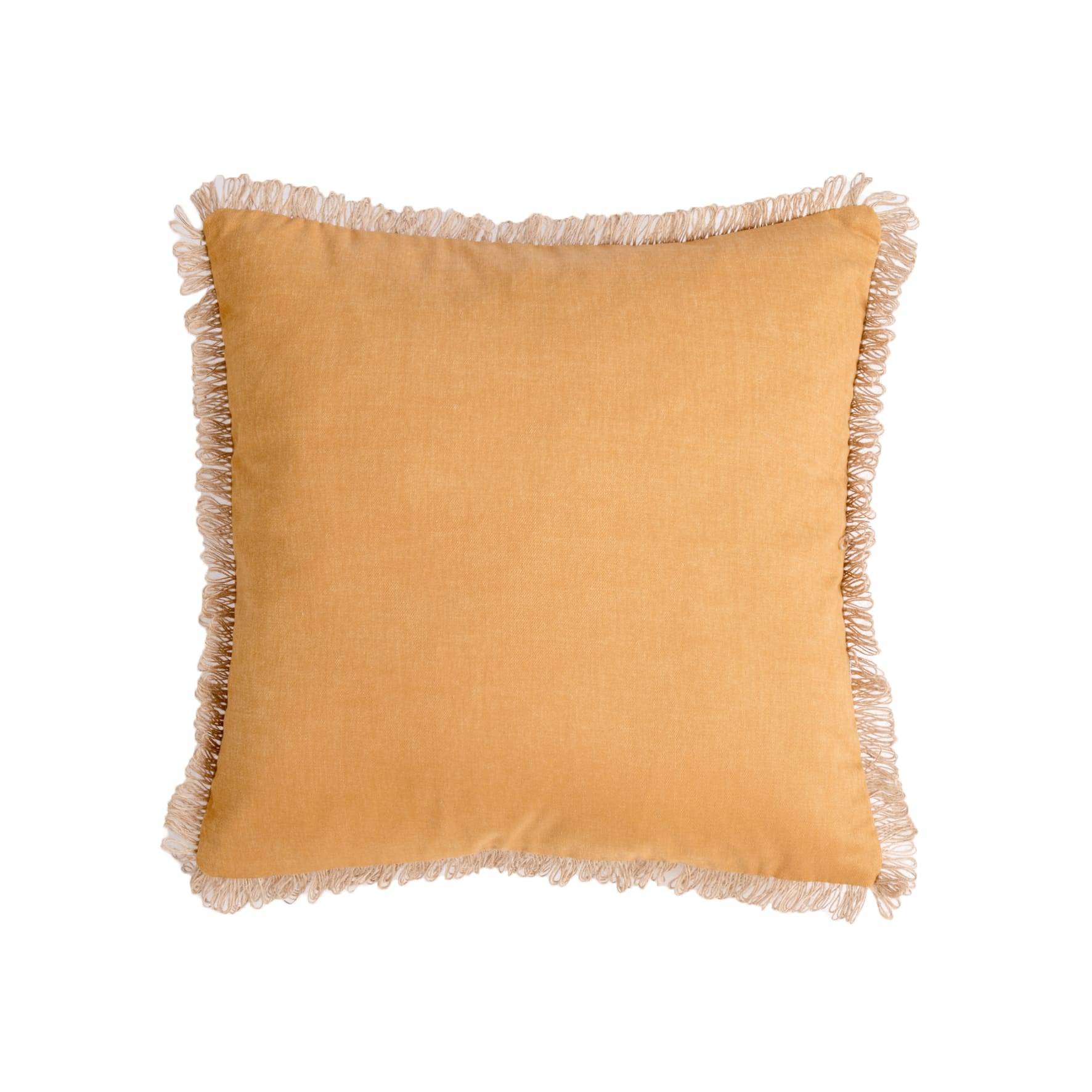 Ecloz - Coussin ocre coton franges en jute - ECLOZ