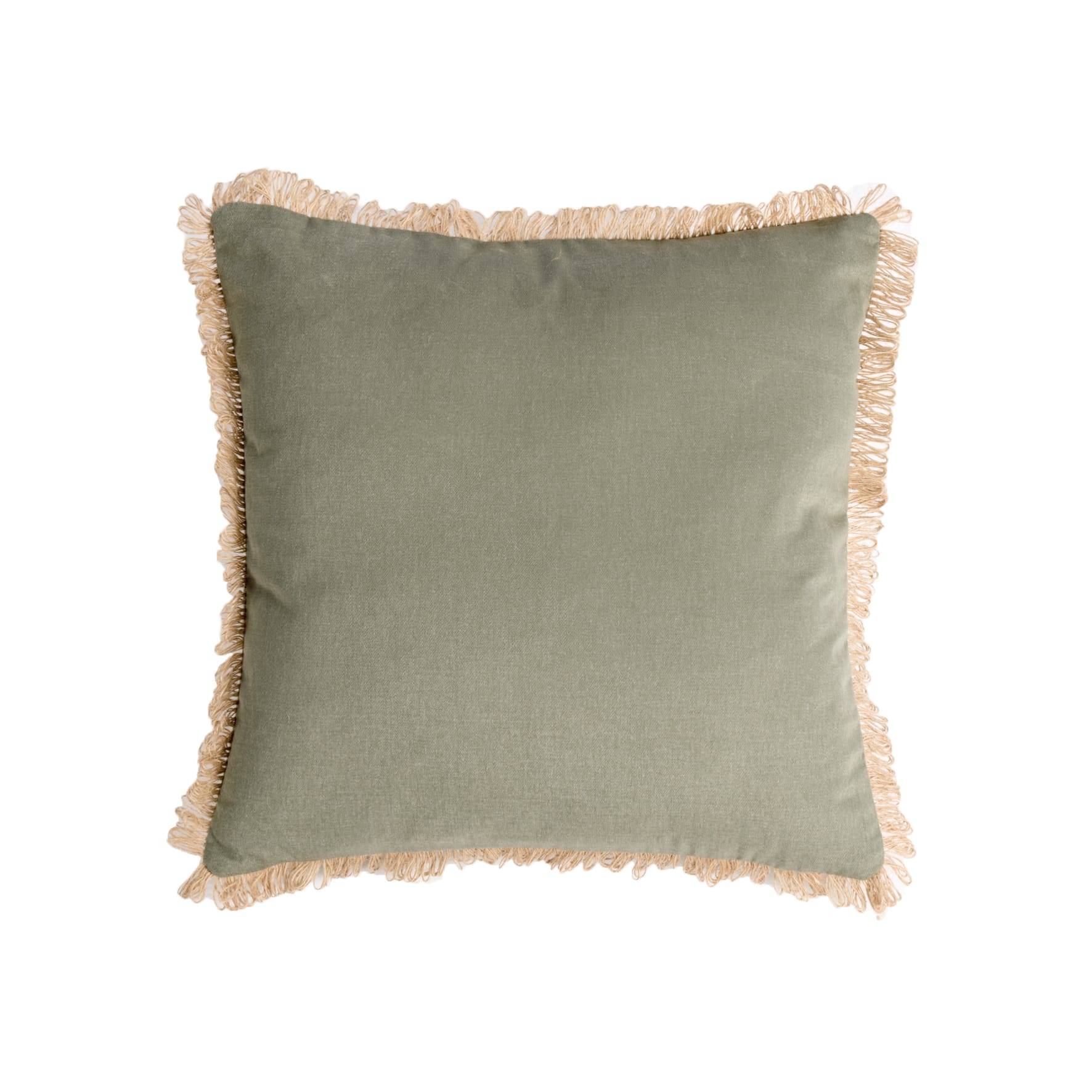 Ecloz - Coussin à franges en jute vert - ECLOZ