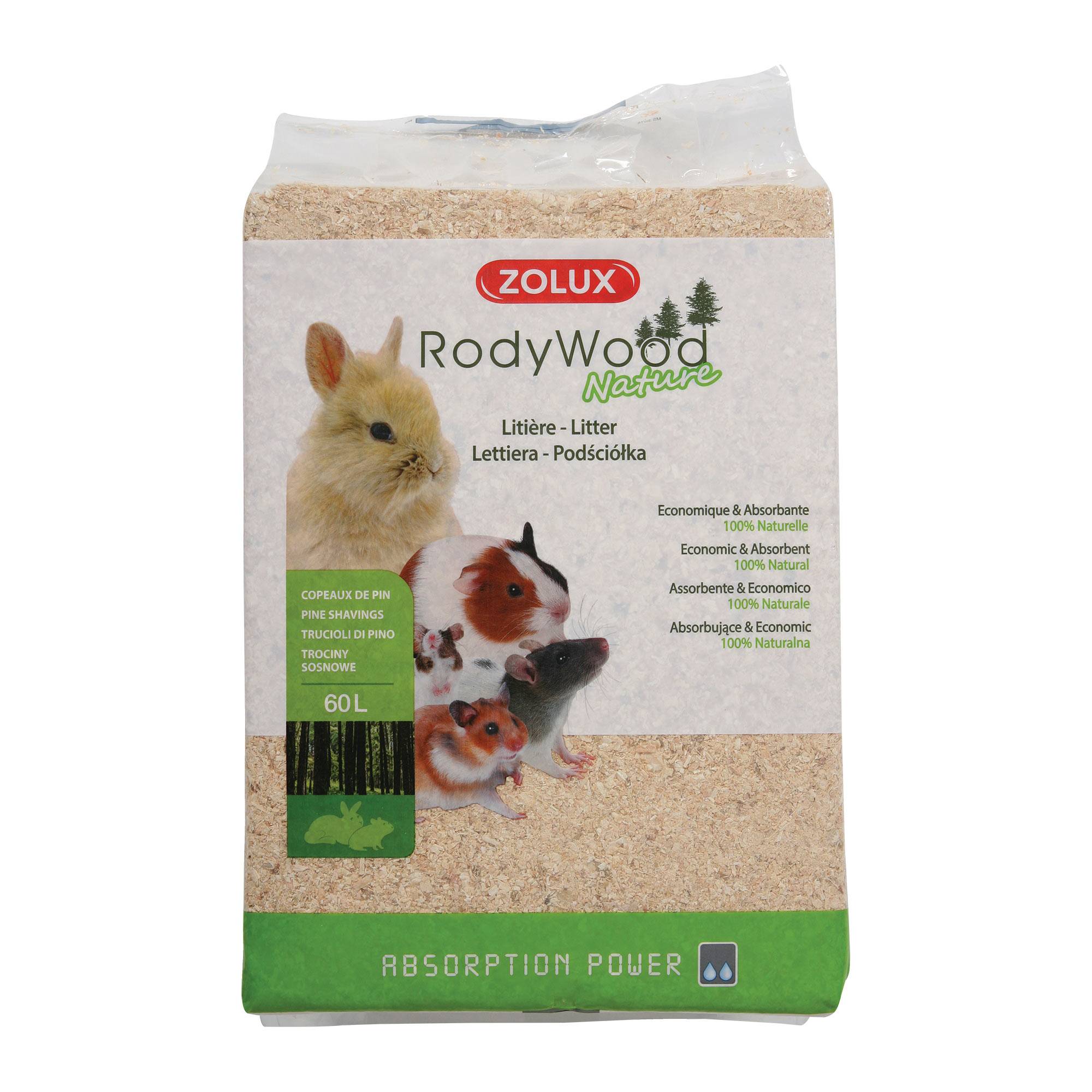 Litière RodyWood pour rongeurs copeaux de pin 60 L - Zolux