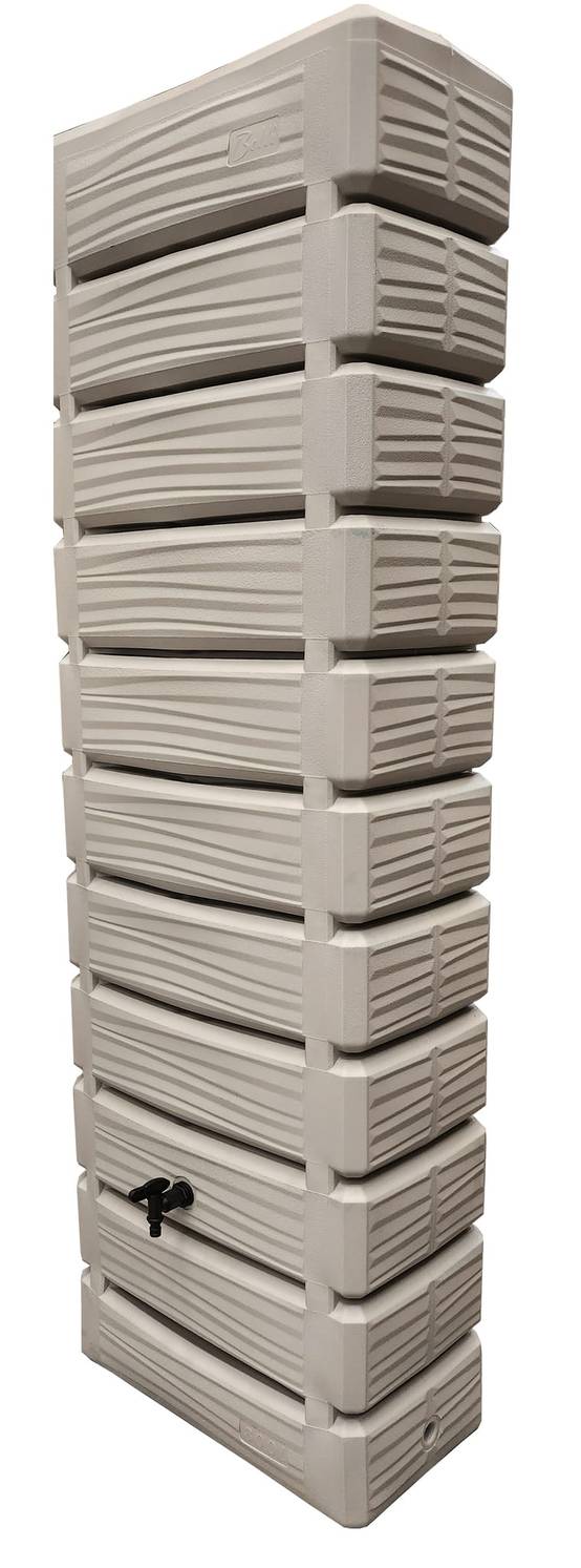 Belli - Récupérateur d'eau de pluie 300L mural robinet, collecteur et couvercle inclus grège DUNE - BELLI - Image 1
