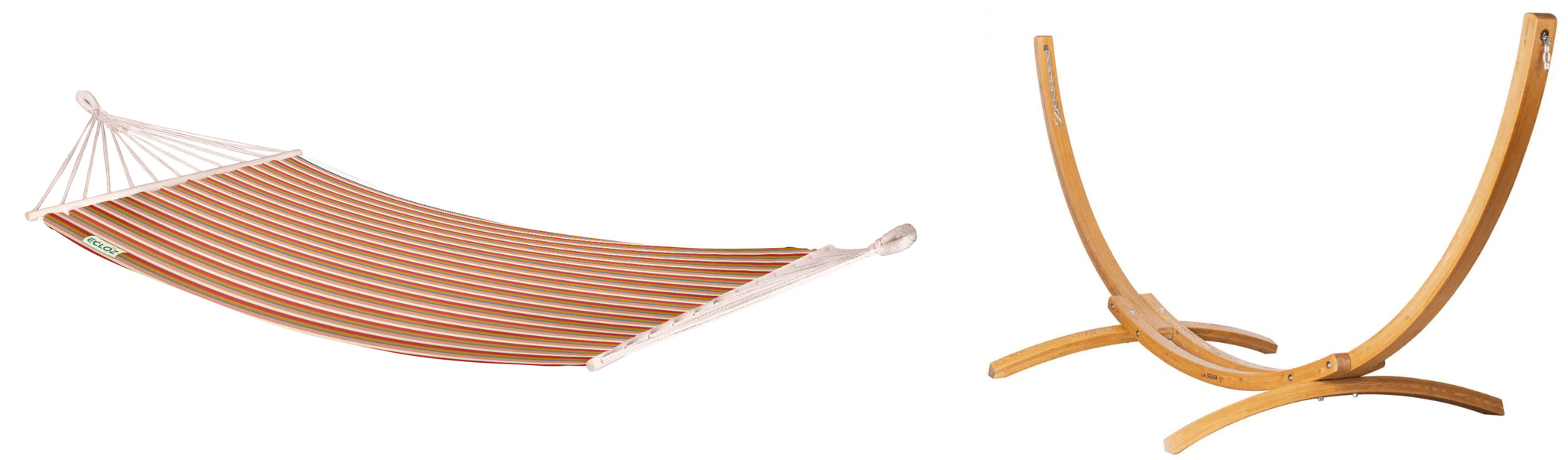 Ecloz - Hamac sur pied bois 1 personne polyester coton Twister - ECLOZ