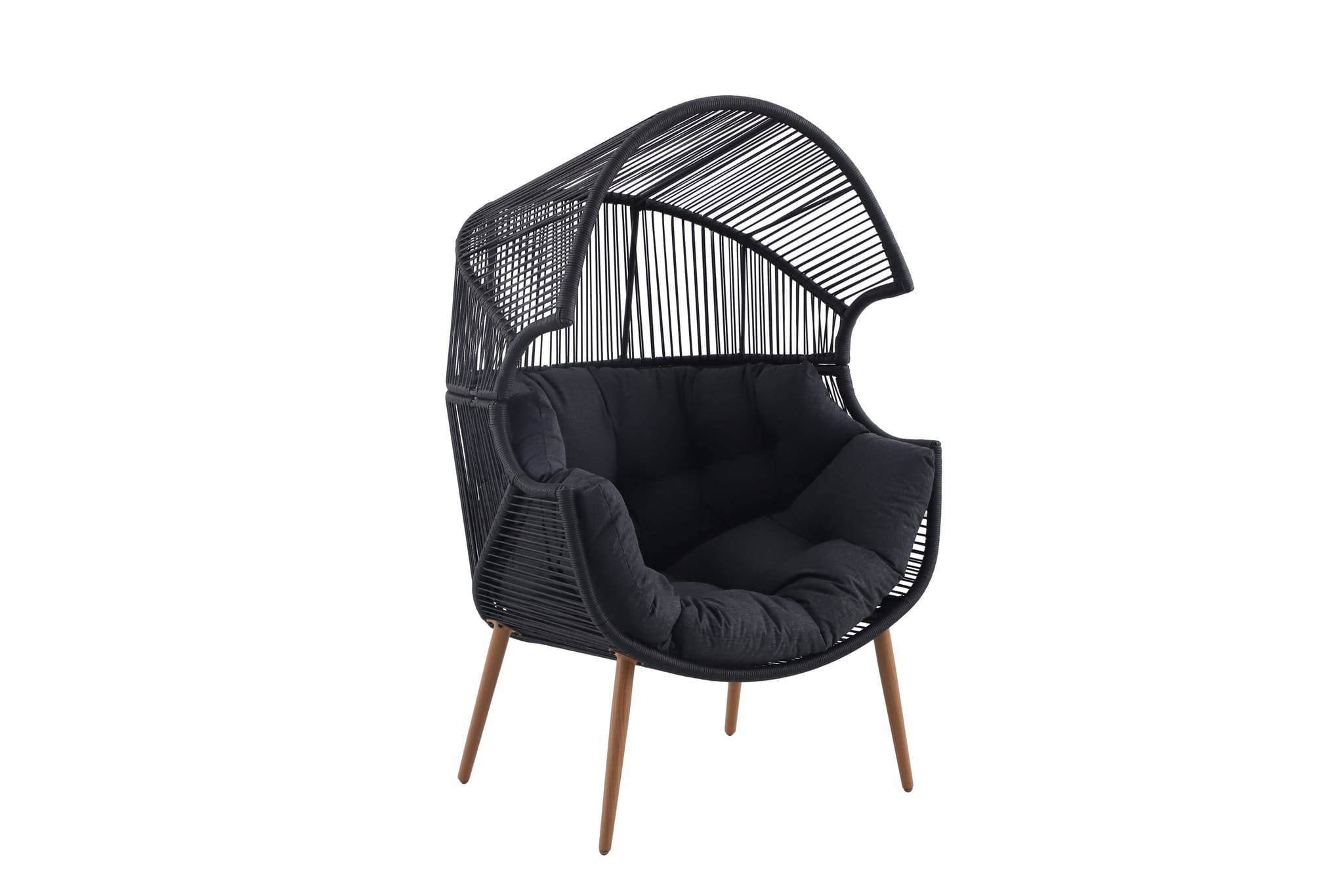 Ecloz - Fauteuil oeuf à poser de jardin acier cordage anthracite Sunset ECLOZ