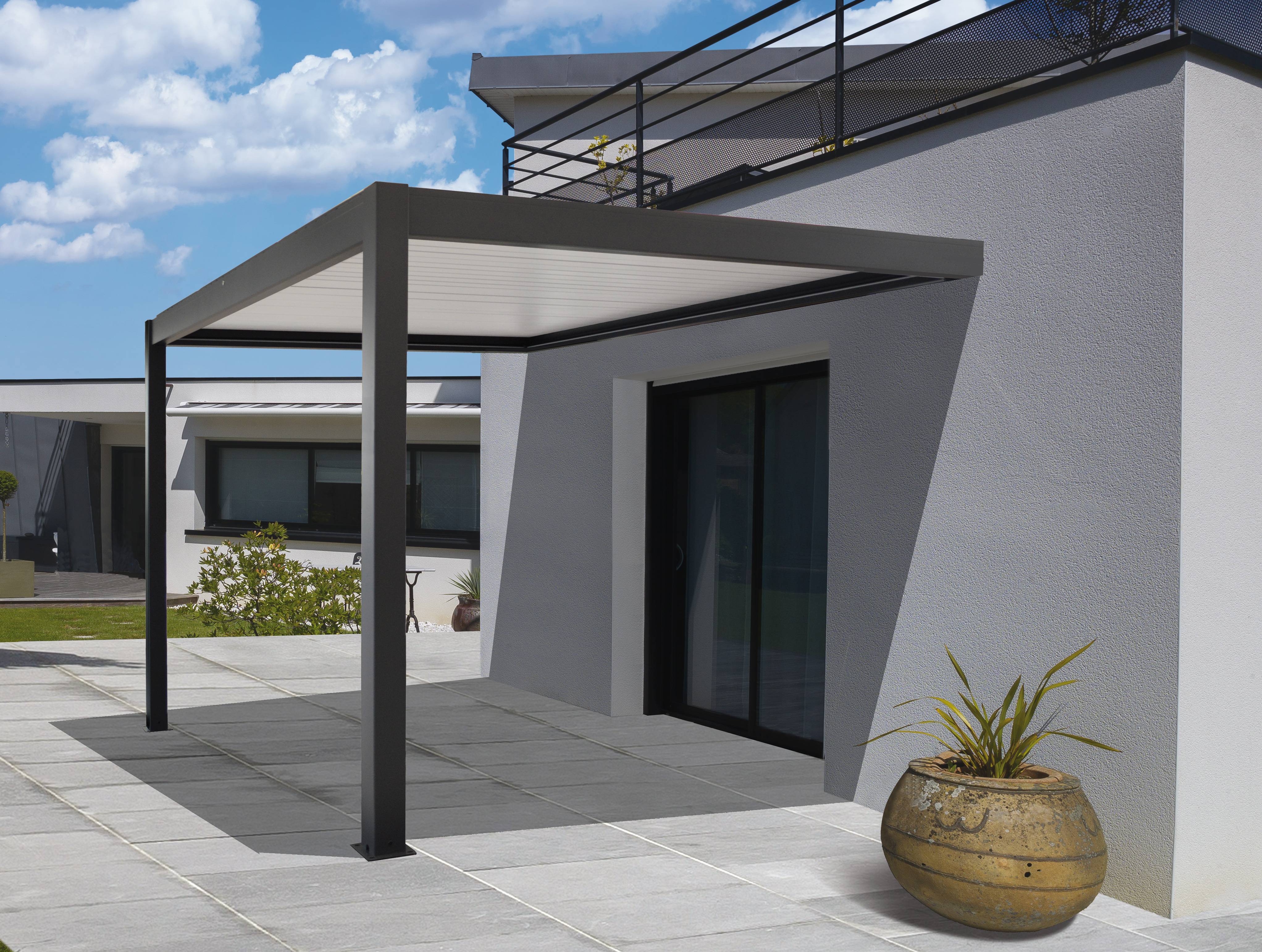 Pro Loisirs - Pérgola bioclimática 3x4m adosada gris Zephir Proloisirs - Imagen 2