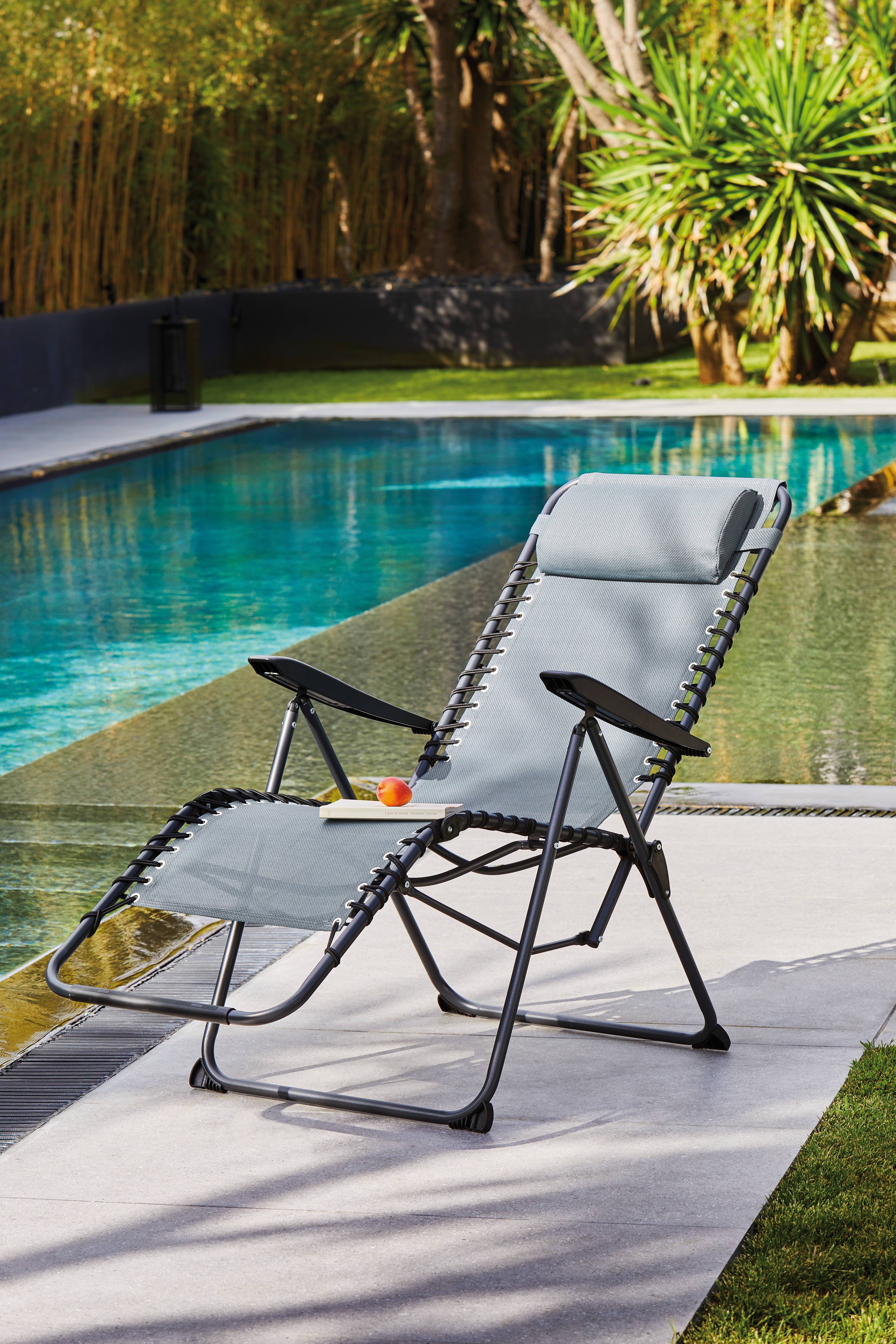 Pro Loisirs - Fauteuil de jardin acier perle chiné Relax Néo Proloisirs - Image 1