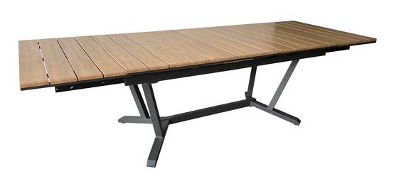 Pro Loisirs - Table de jardin rectangulaire extensible alu effet chêne 12 personnes Darwin Proloisirs - Image 1
