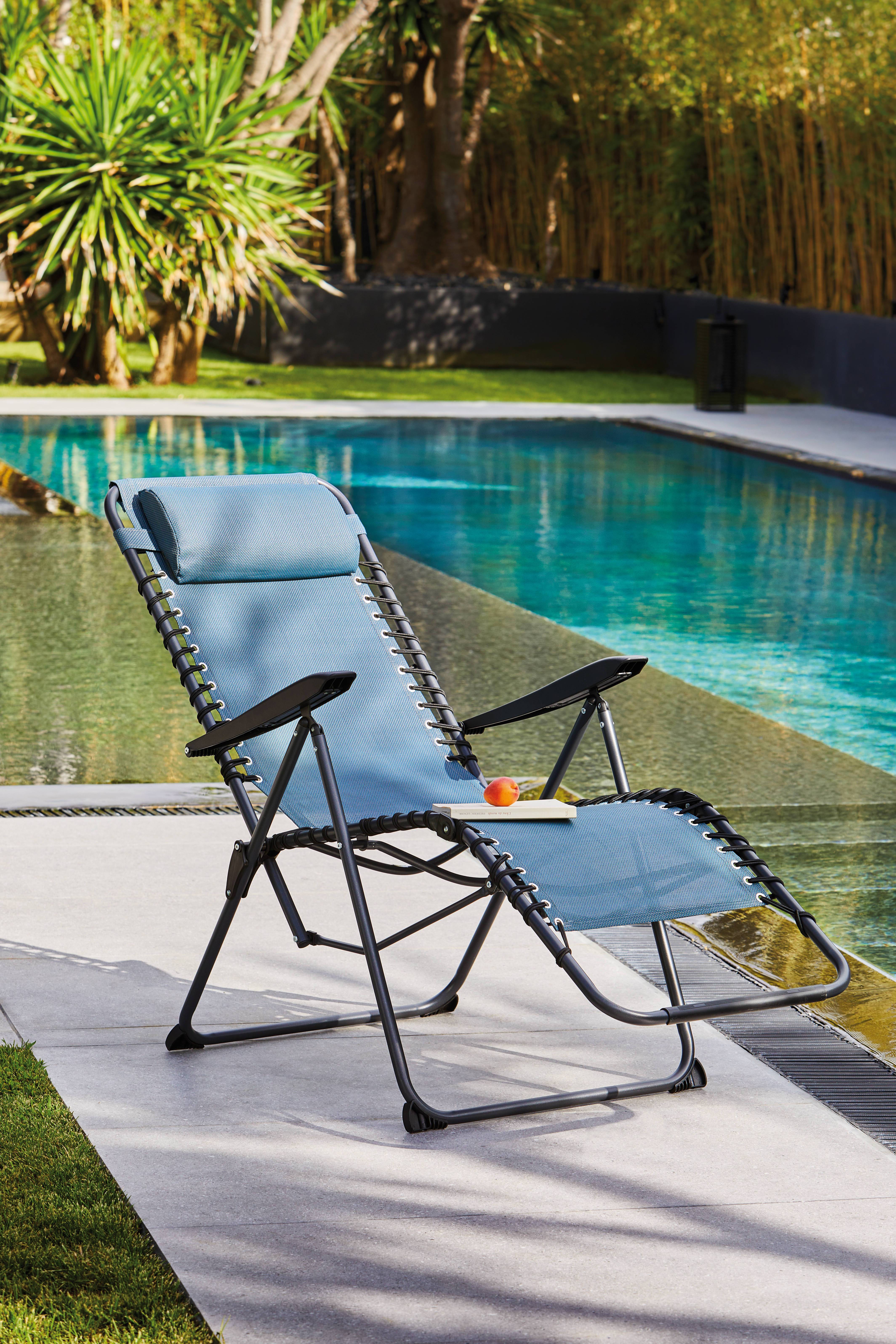 Pro Loisirs - Fauteuil de jardin acier bleu chiné Relax Néo Proloisirs - Image 1