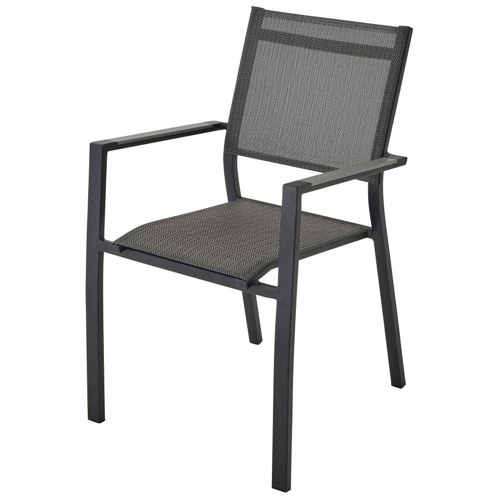 Ecloz - Fauteuil de jardin alu textlène graphite Chevron ECLOZ