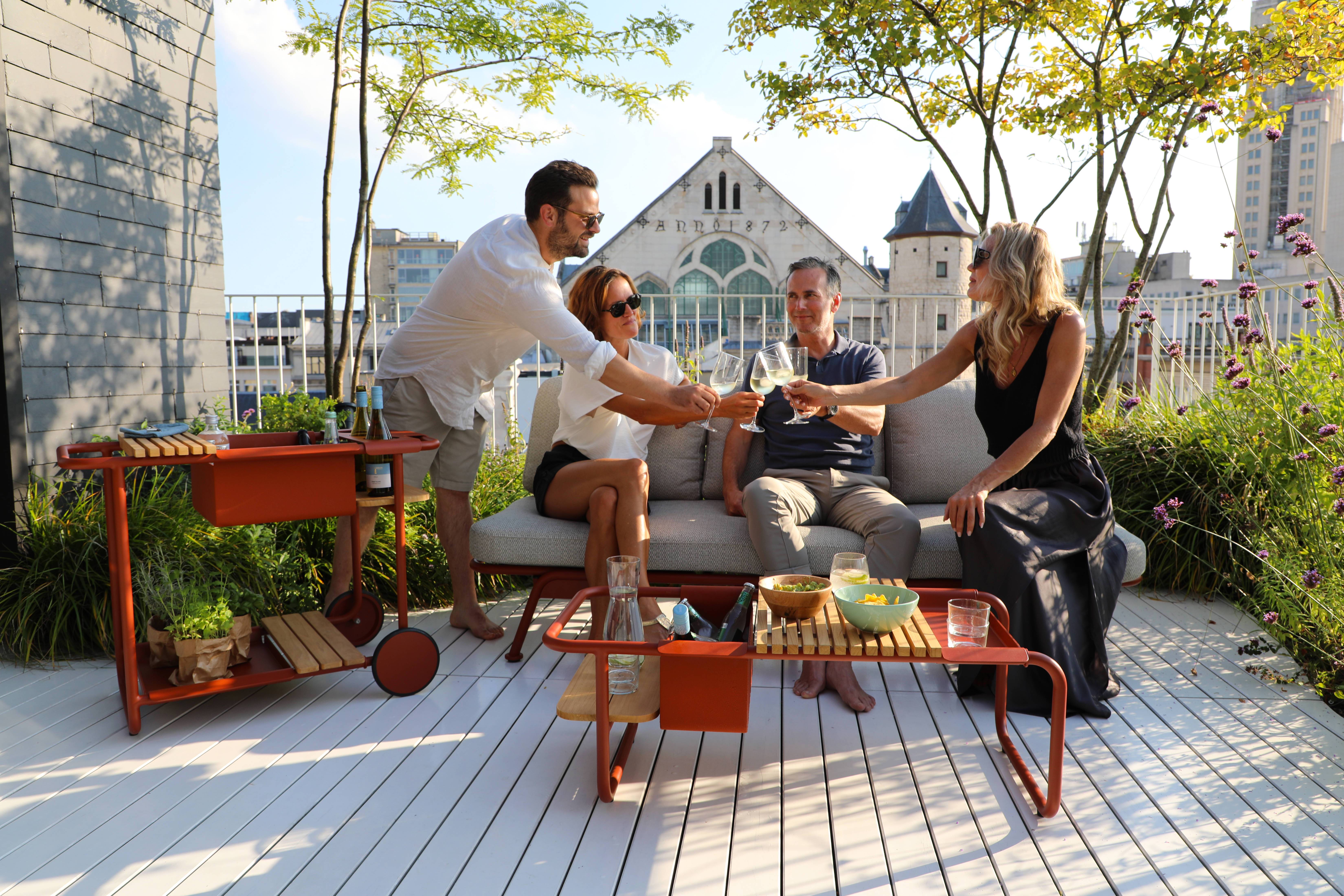 Pro Loisirs - Table basse de jardin bois acier terracotta Sunset Proloisirs - Image 2