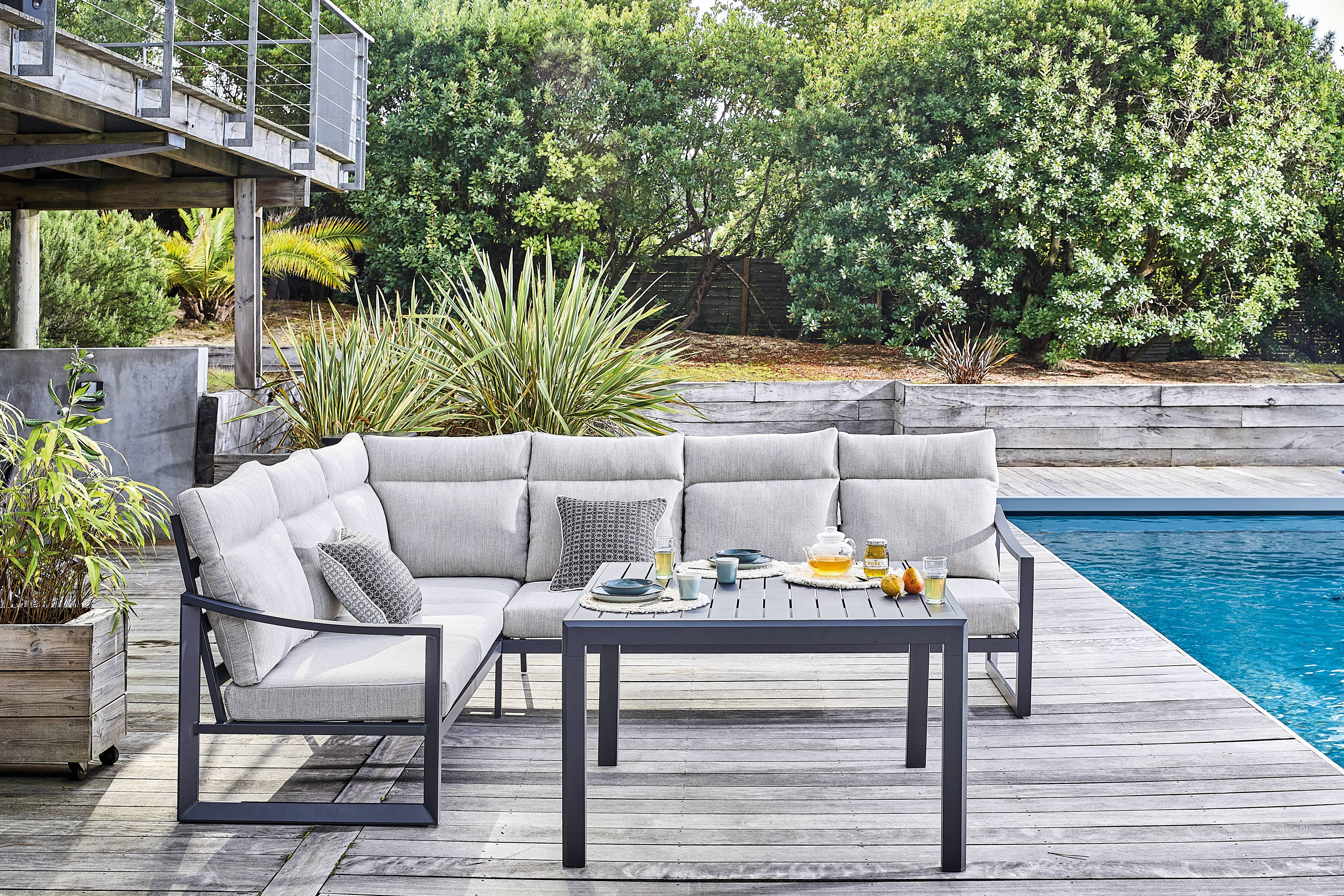 Pro Loisirs - Table basse de jardin haute aluminium graphite Marseille Proloisirs