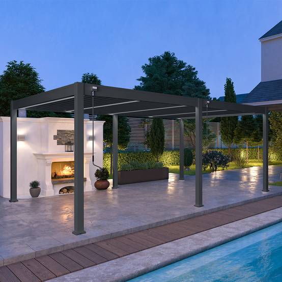 Pergola bioclimatique autoportante 4x6m Ombrea anthracite - Image 4