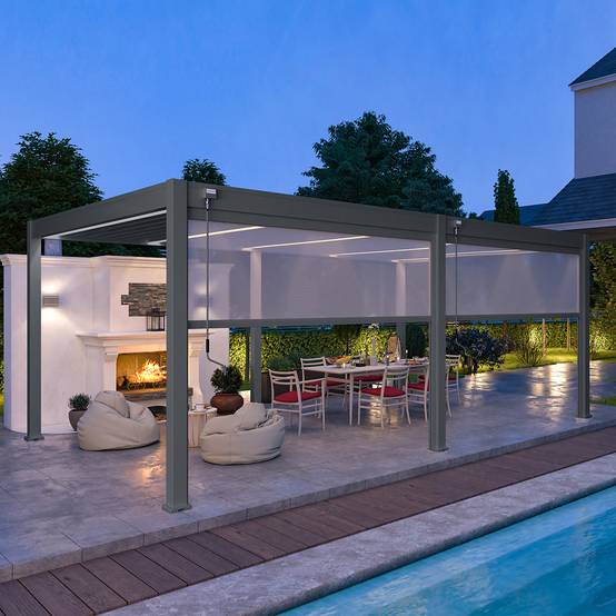 Pergola bioclimatique autoportante 4x6m Ombrea anthracite - Image 6