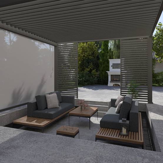 Pergola bioclimatique autoportante 4x4m Ombrea anthracite - Image 5
