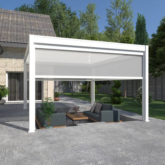 Pergola bioclimatique autoportante 4x4m Ombrea blanc - Image 1