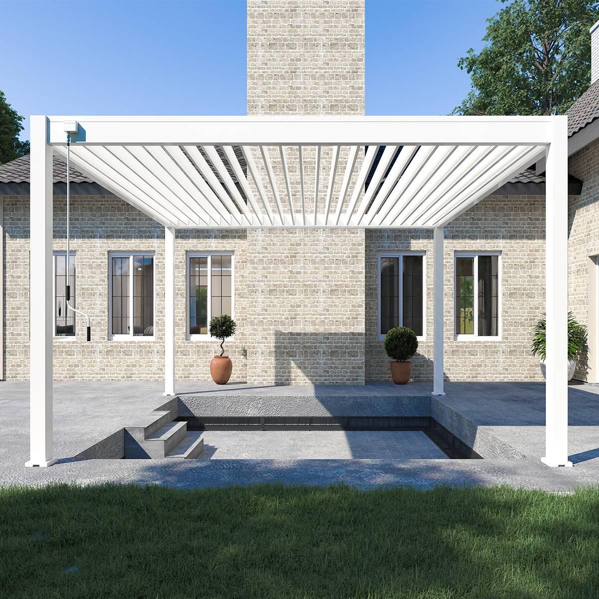 Pergola bioclimatique autoportante 4x4m Ombrea blanc - Image 4