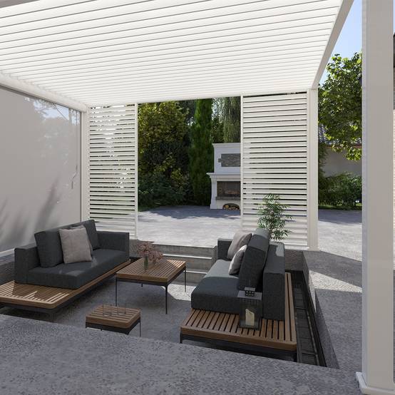 Pergola bioclimatique autoportante 4x4m Ombrea blanc - Image 2