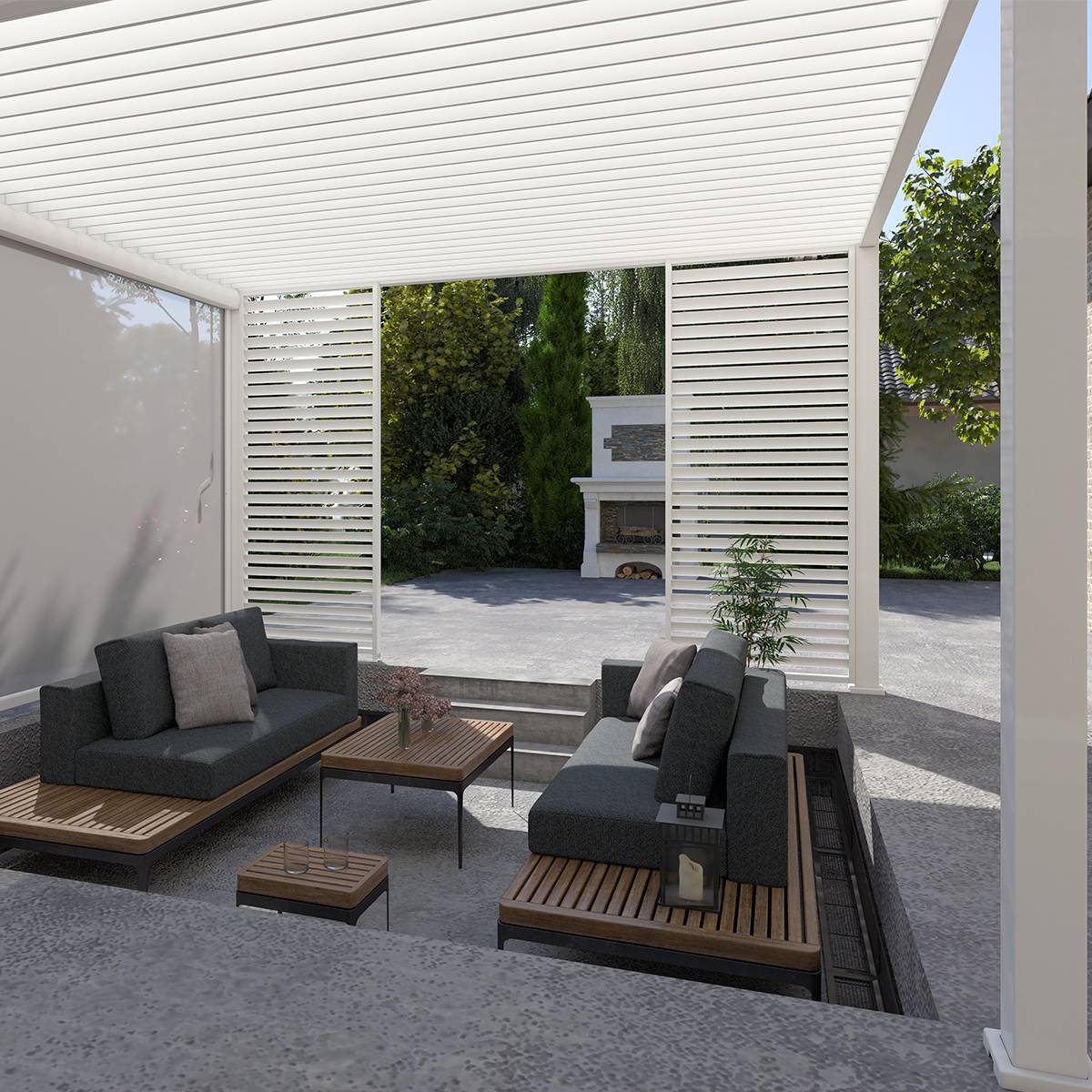 Pergola bioclimatique autoportante 4x4m Ombrea blanc - Image 2