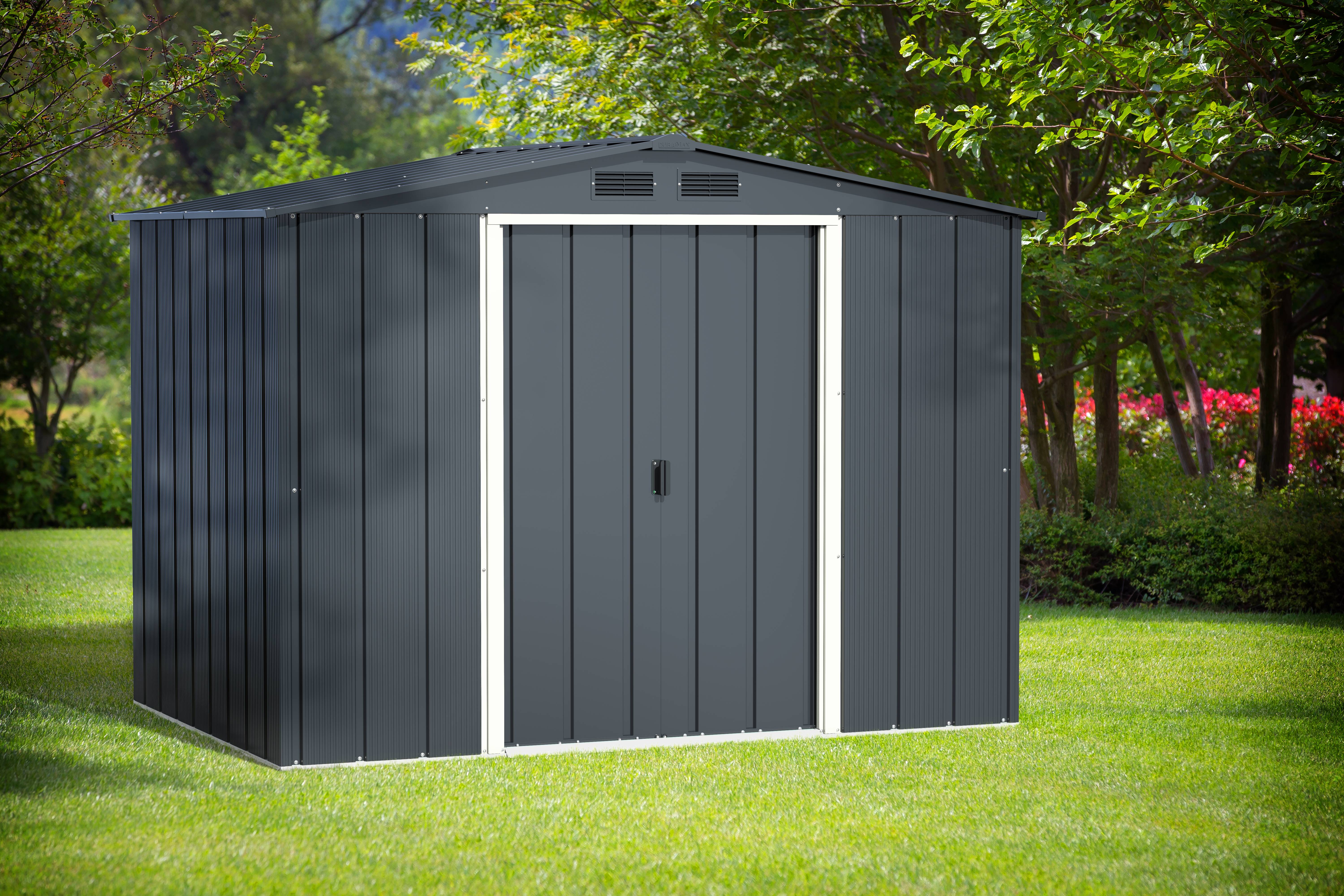 Abri de jardin métal gris 8x6 4,3m² Duramax