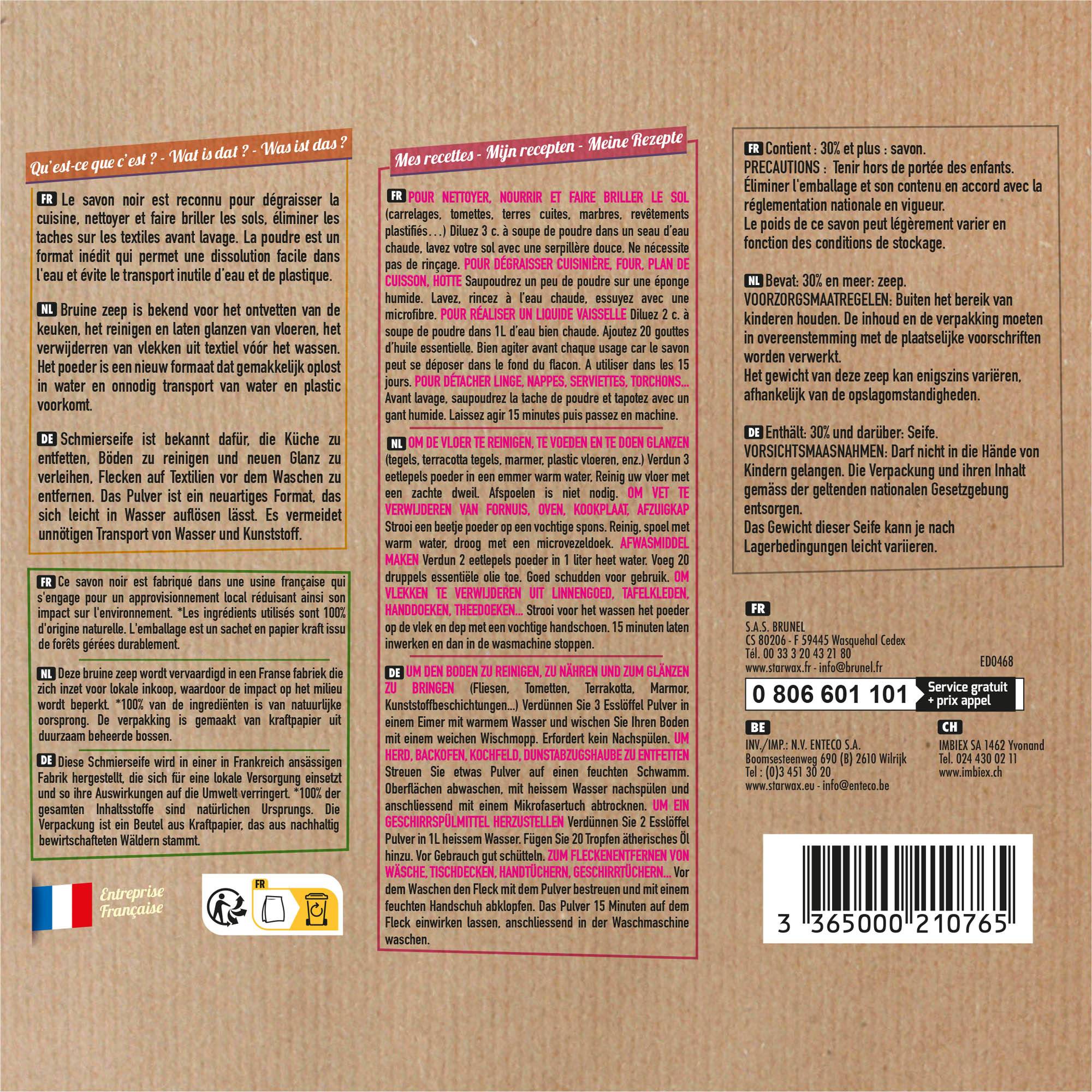 Starwax Fabulous - Savon noir en poudre 500g - Imagen 2
