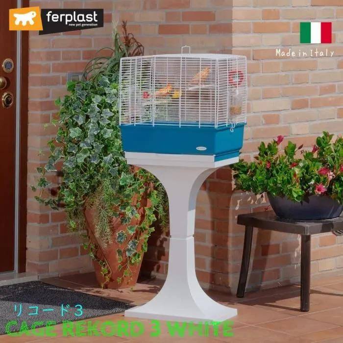Cage à oiseaux Rekord 3 acier et plastique blanc et bleu L.49 l.30 H.48.5 cm - Ferplast - Image 3