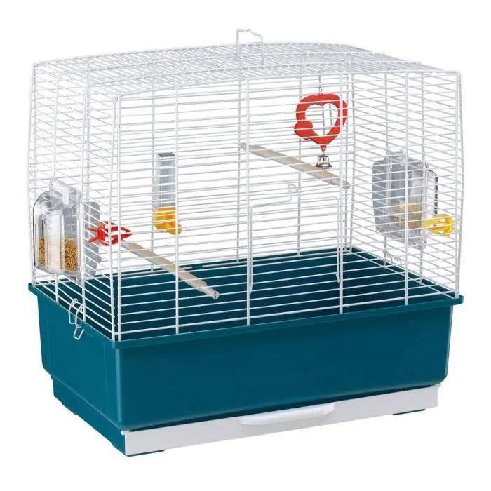 Cage à oiseaux Rekord 3 acier et plastique blanc et bleu L.49 l.30 H.48.5 cm - Ferplast - Image 2