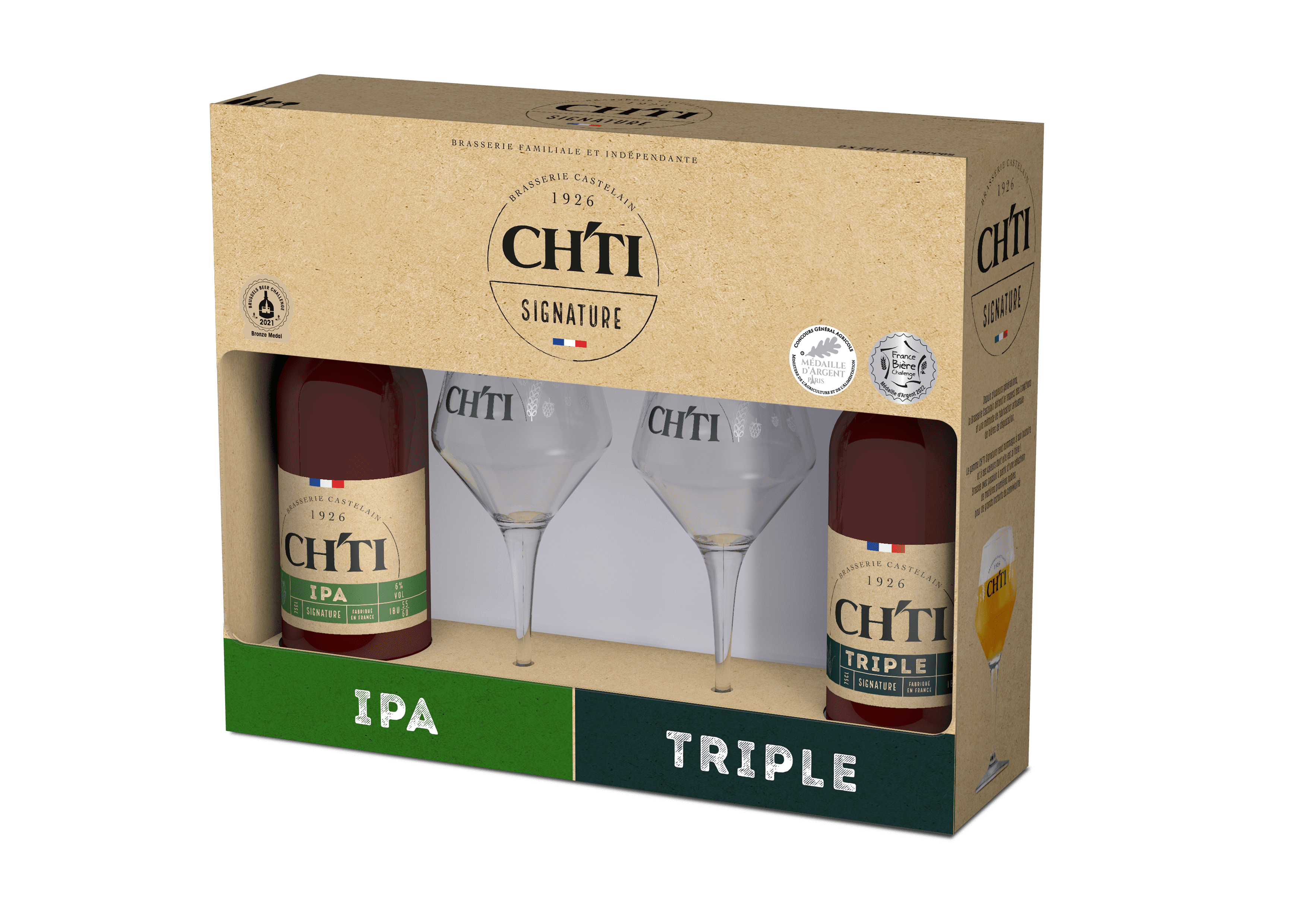 Chti - Cofre de Firma CH'TI 2x75cl + 2 vasos - CH'TI