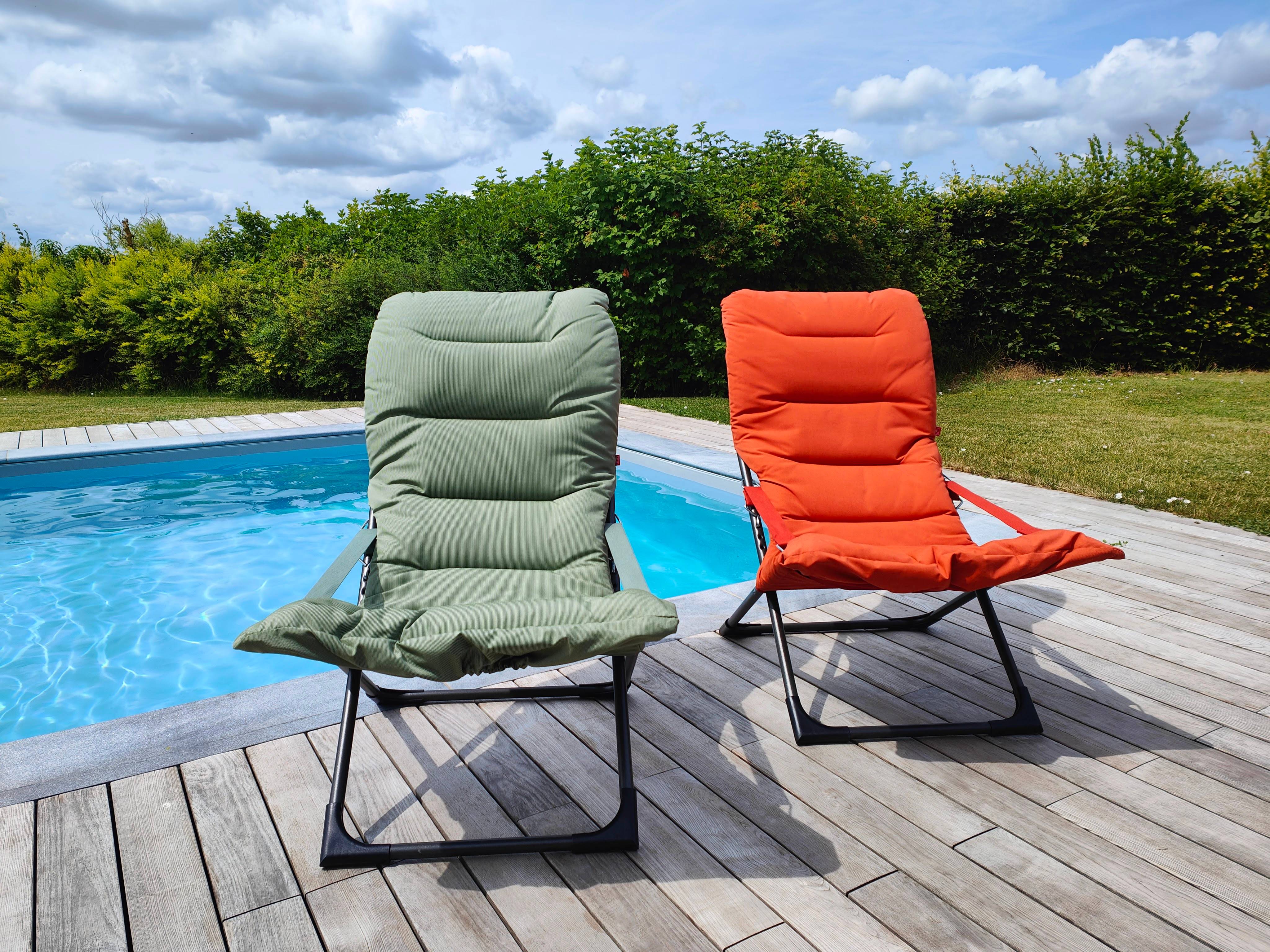 Fiam - Fauteuil pliant Fiesta Soft aluminium Anthracite oléfine Orange L.86/99xl.62xH.89/105cm - FIAM