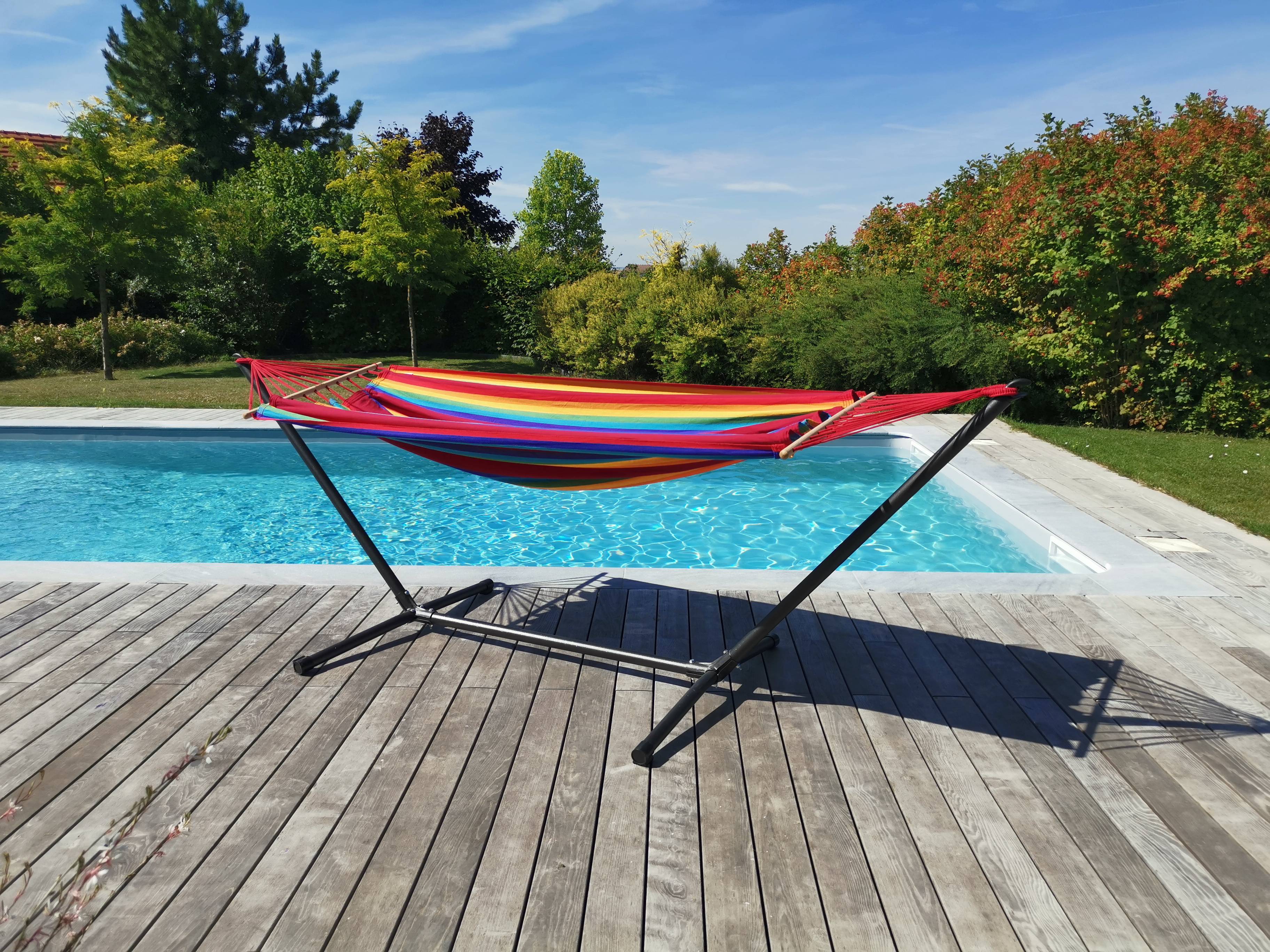 Jobek - Set Métalik graphik soporte antracita, hamaca fortaleza - L.300 x l.100 x H.95 cm - JOBEK - Imagen 4