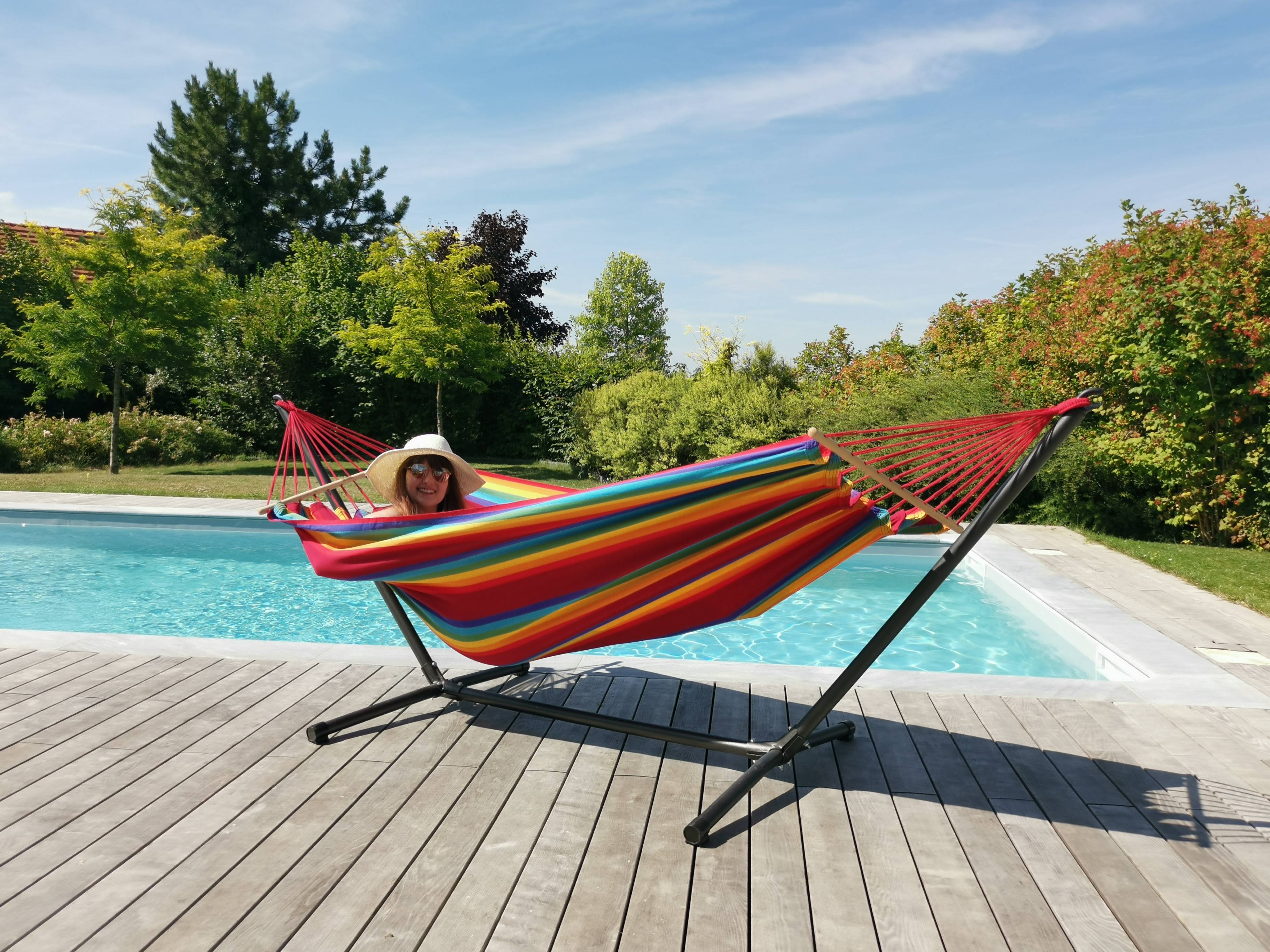 Jobek - Set Métalik graphik soporte antracita, hamaca fortaleza - L.300 x l.100 x H.95 cm - JOBEK - Imagen 3