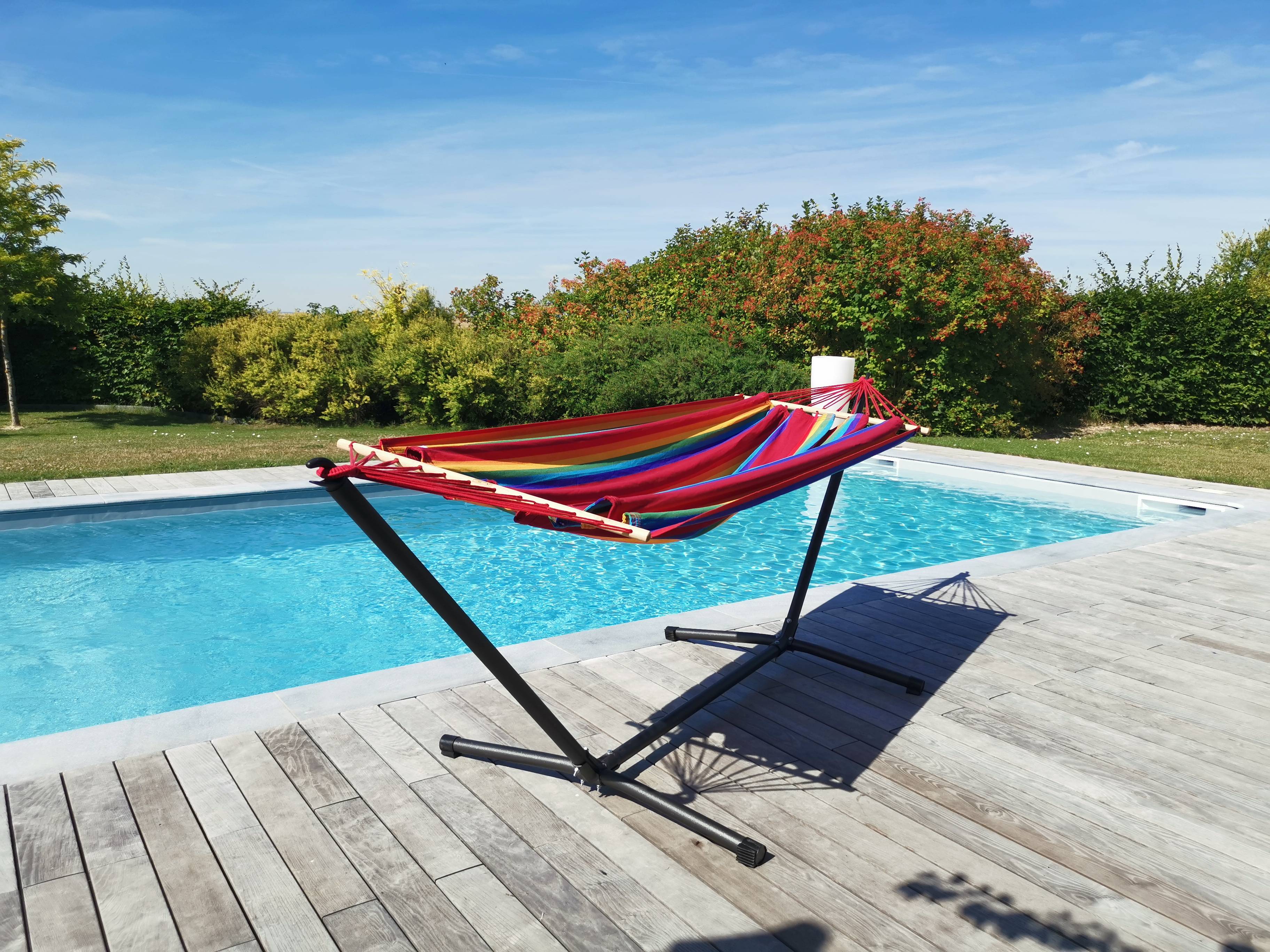 Jobek - Set Métalik graphik soporte antracita, hamaca fortaleza - L.300 x l.100 x H.95 cm - JOBEK - Imagen 1