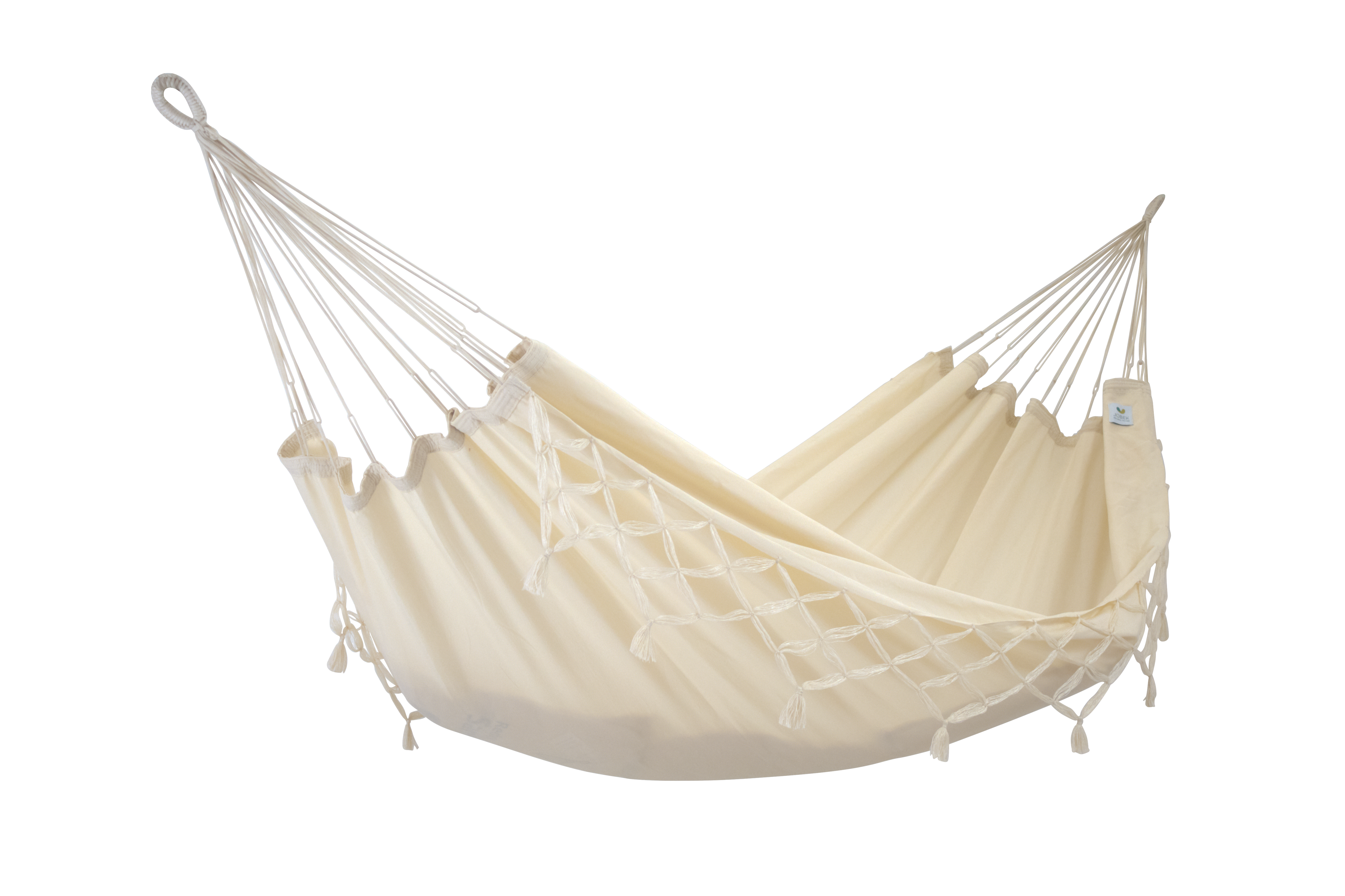 Jobek - Hamaca tradicional Kocon crudo con flecos - L.340 x l.140 cm – Jobek - Imagen 1