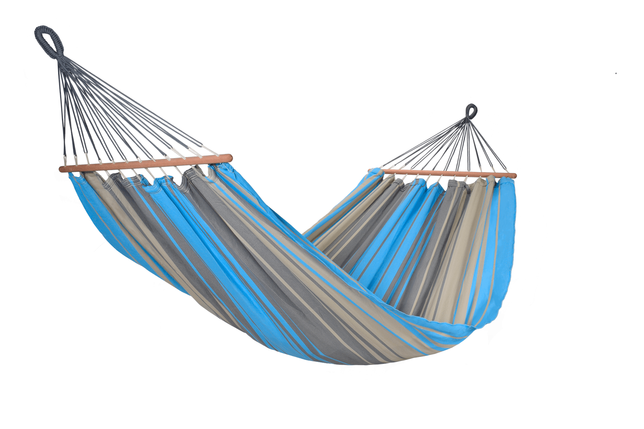 Jobek - Hamac Graphik turquoise/anthracite avec barres bois - L.300 x l.140 cm – JOBEK - Imagen 3