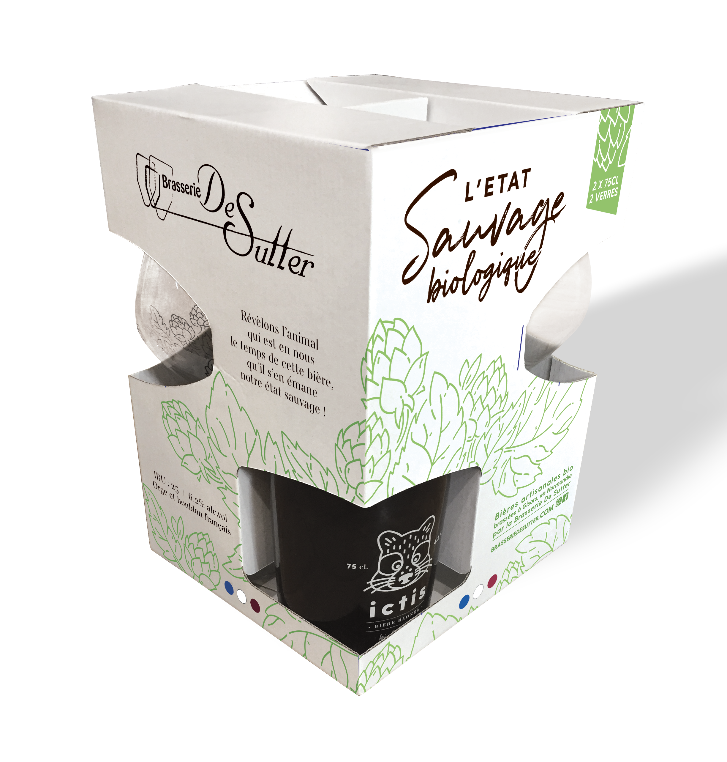 Coffret bières "Etat sauvage" 2 x 75cl + 2 verres