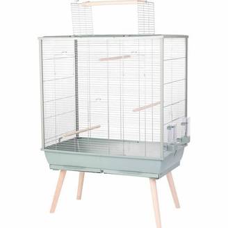 Cage surélevée en métal pour perruche L.81 cm l.48 cm H.130 cm vert - Zolux