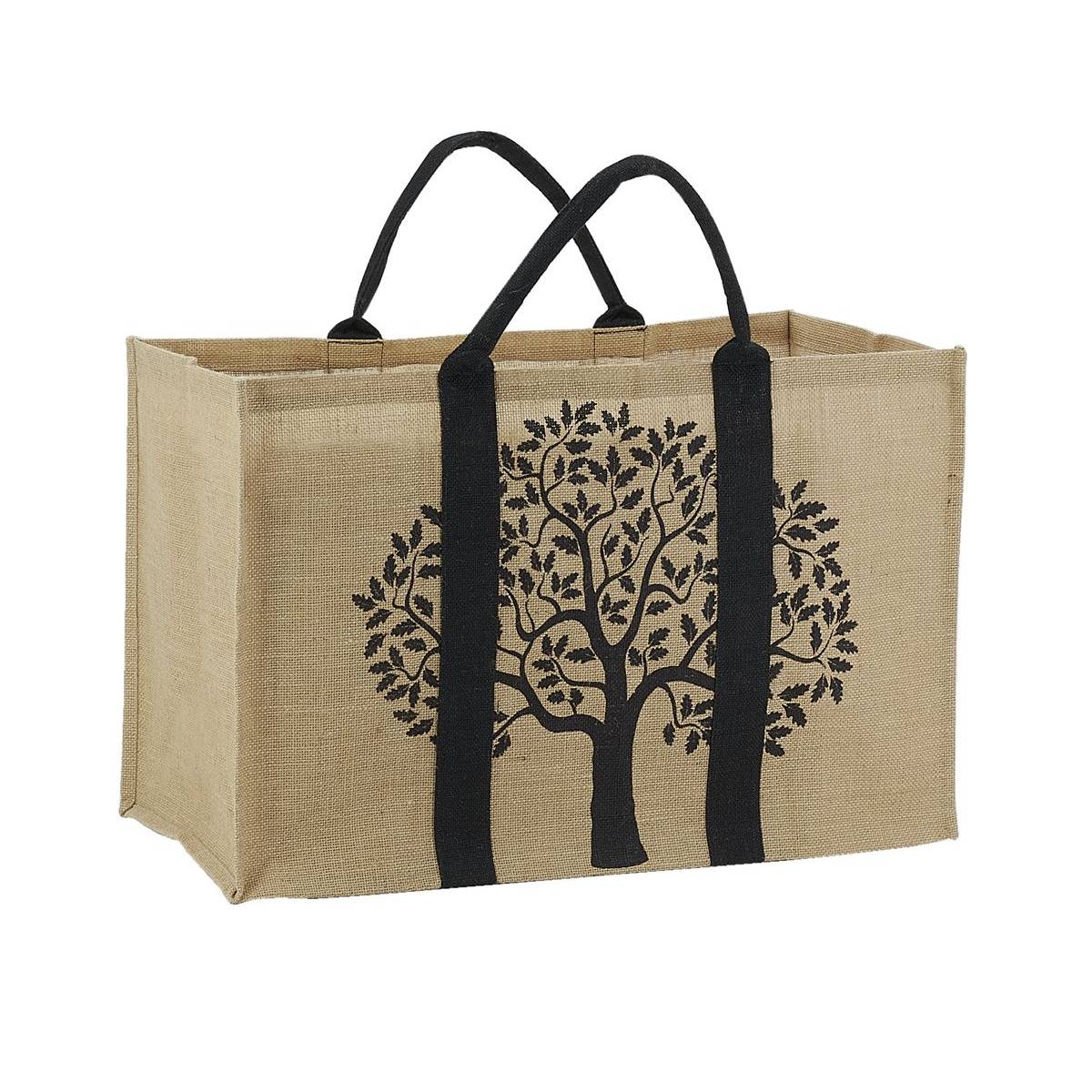 Sac à bûches en jute noir naturel L.60 cm l.30 cm H.40 cm - Marque - Imagen 2