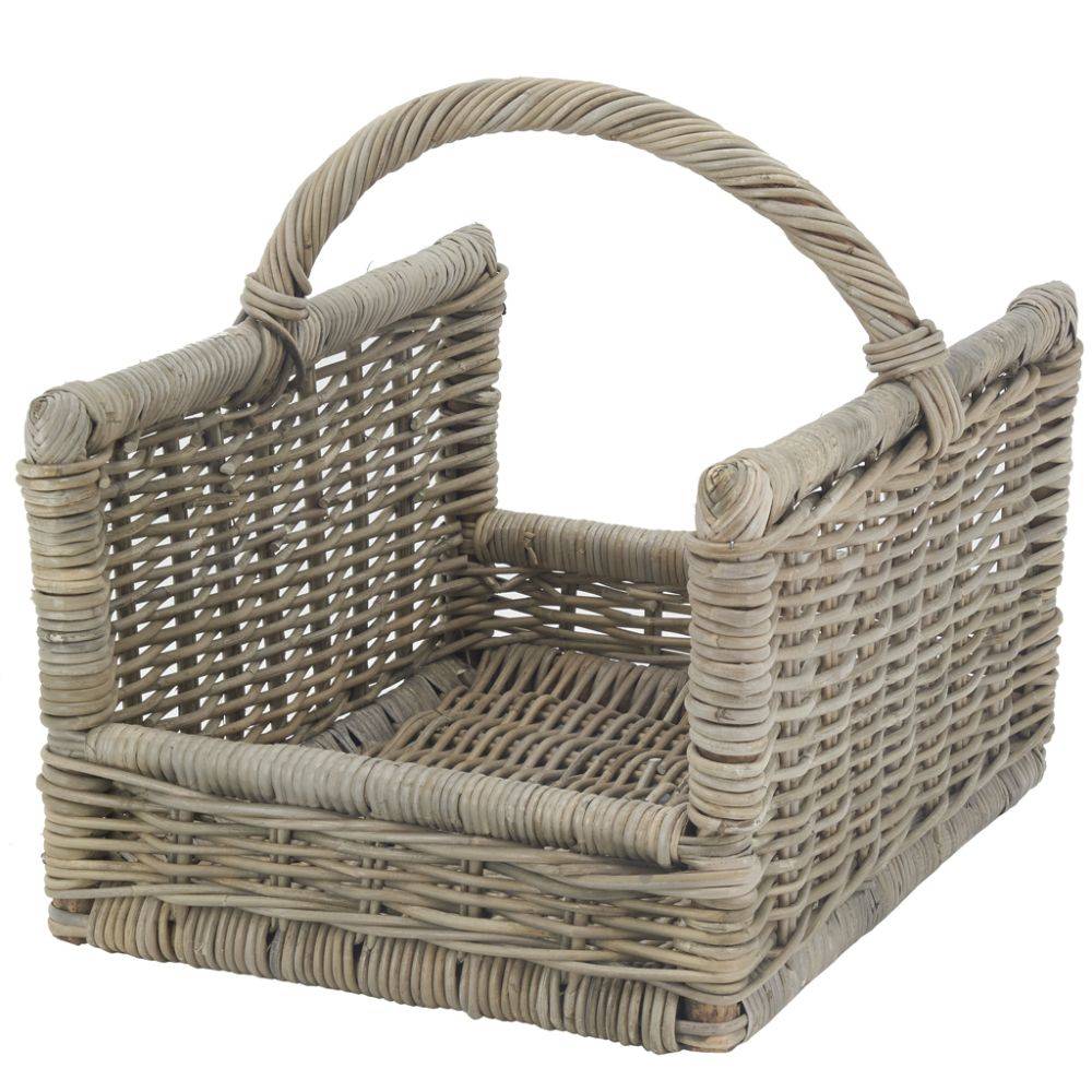 Panier à bûches rectangulaire poelet gris L.51 cm l.41 cm H.31-46 cm - Aubry gaspard - Imagen 4
