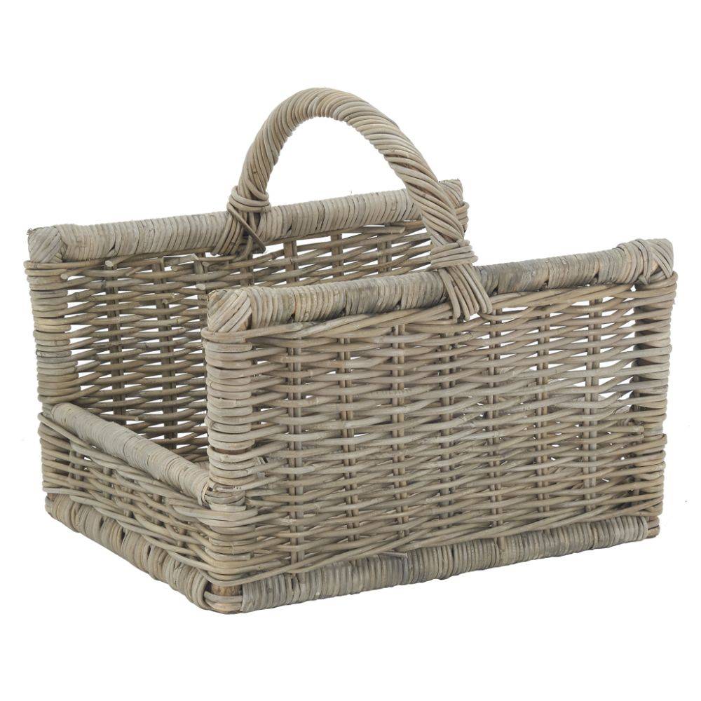 Panier à bûches rectangulaire poelet gris L.51 cm l.41 cm H.31-46 cm - Aubry gaspard - Imagen 2
